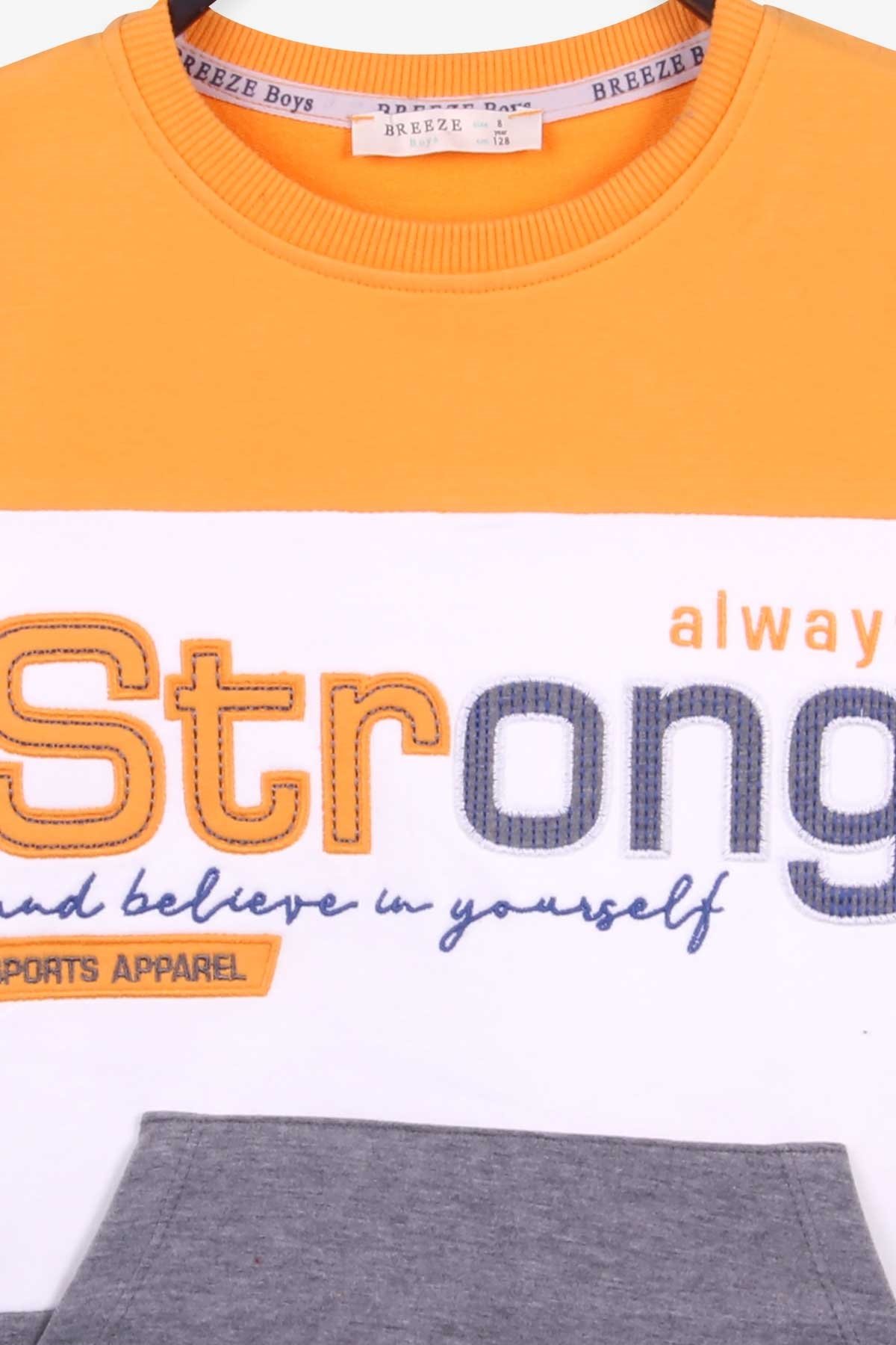 Breeze Erkek Çocuk Sweatshirt Strong Nakışlı Ekru (8-14 Yaş)
