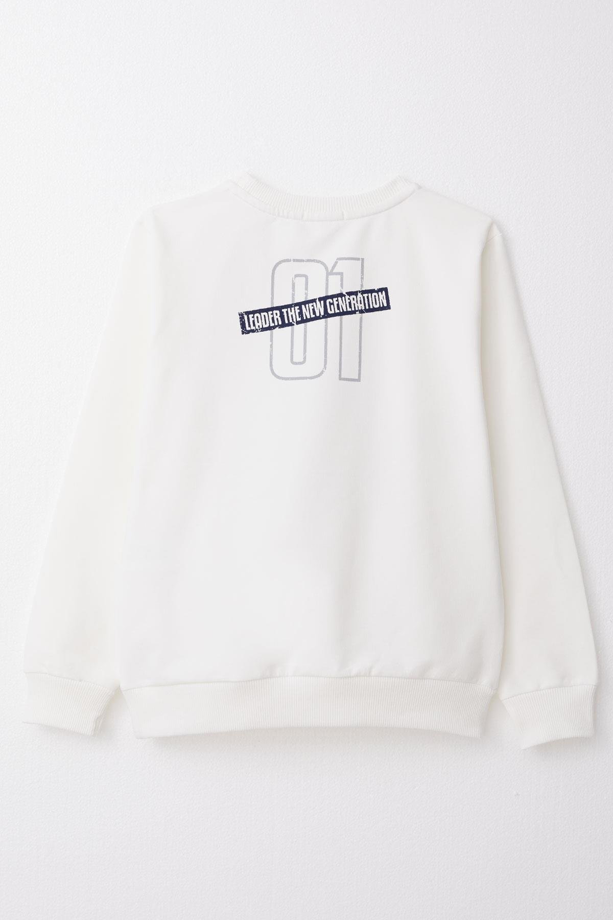 Breeze Erkek Çocuk Sweatshirt Yazı Baskılı Ekru (4-8 Yaş)
