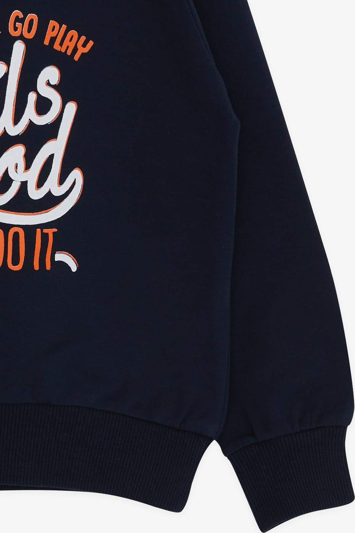 Breeze Erkek Çocuk Sweatshirt Yazı Baskılı Lacivert (2-6 Yaş)