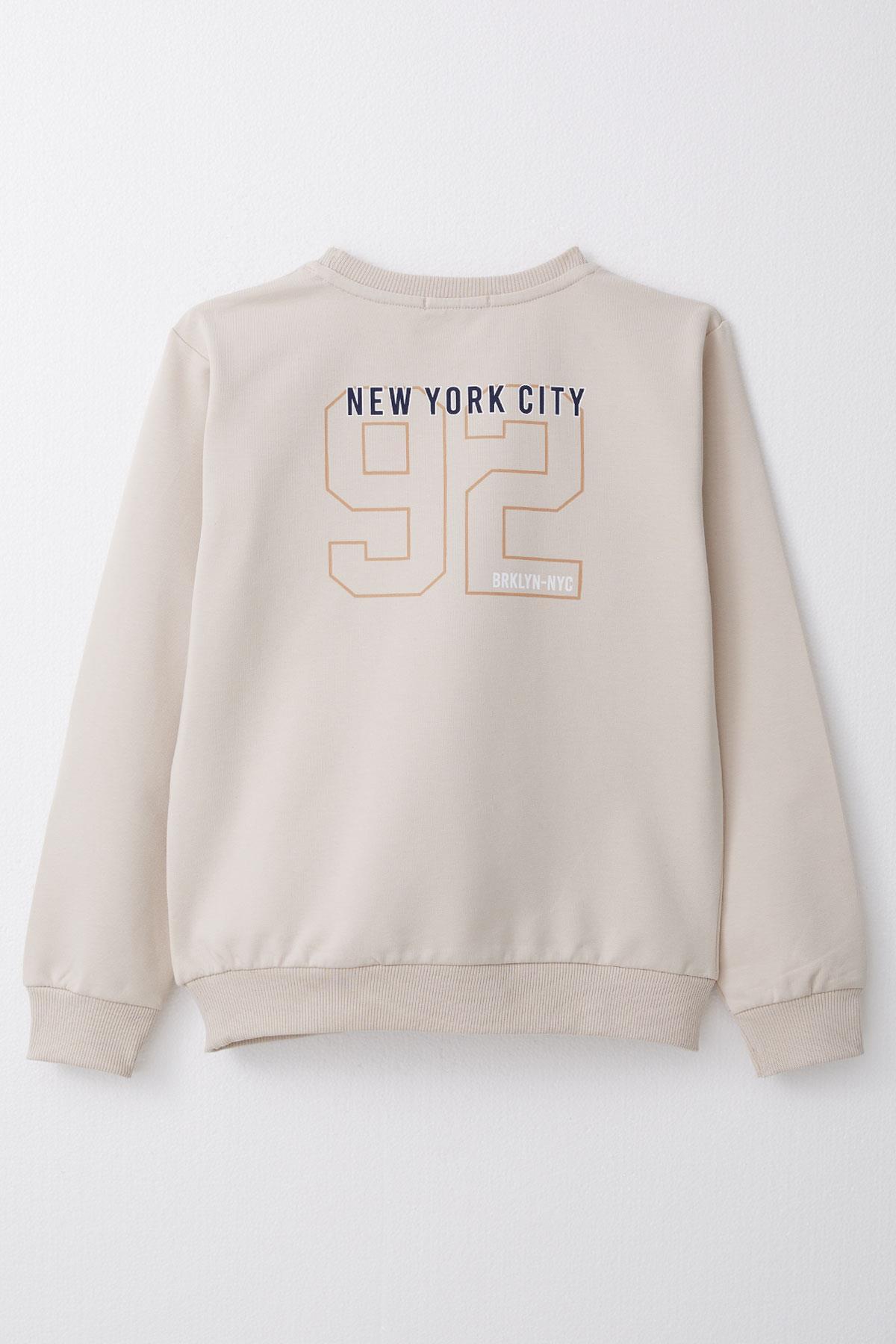 Breeze Erkek Çocuk Sweatshirt Yazı Baskılı Bej (4-8 Yaş)