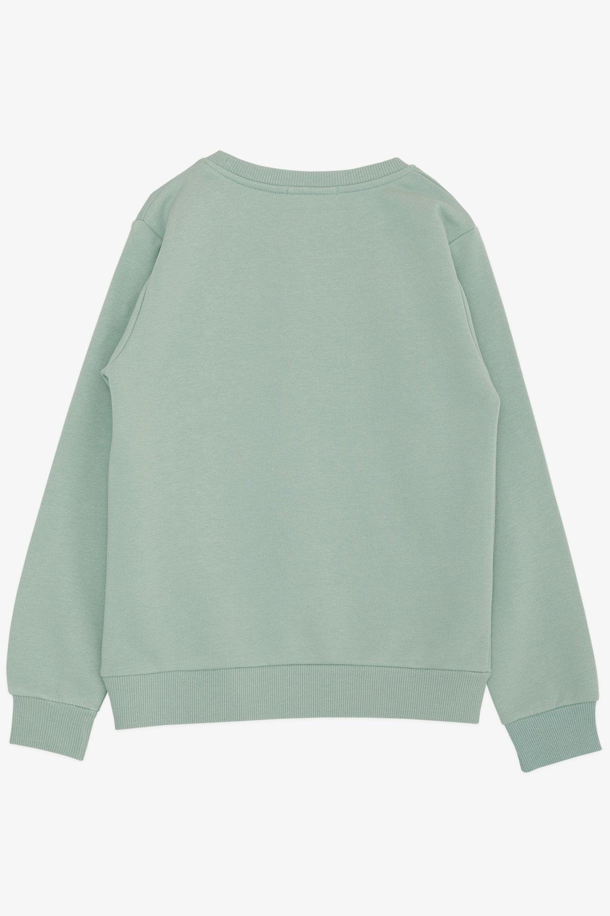 Breeze Erkek Çocuk Sweatshirt Yazı Baskılı Mint Yeşili (4-8 Yaş)