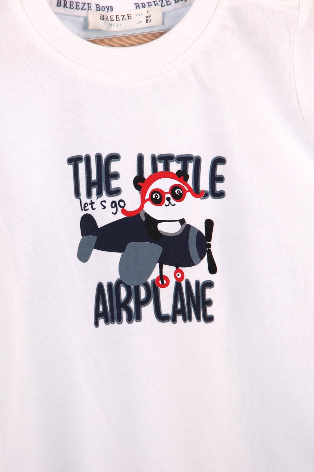 Breeze Erkek Çocuk Tişört Panda Baskılı Ekru (1-4 Yaş)