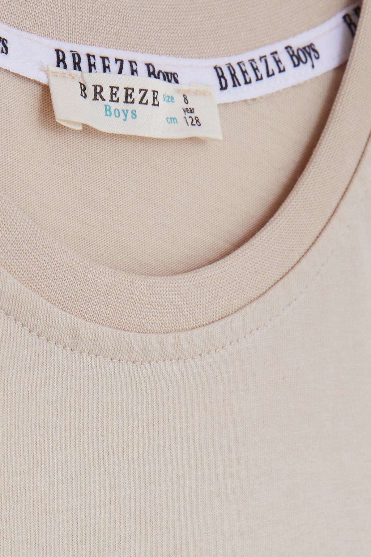 Breeze Erkek Çocuk Tişört Yazı Baskılı Bej (8-14 Yaş)