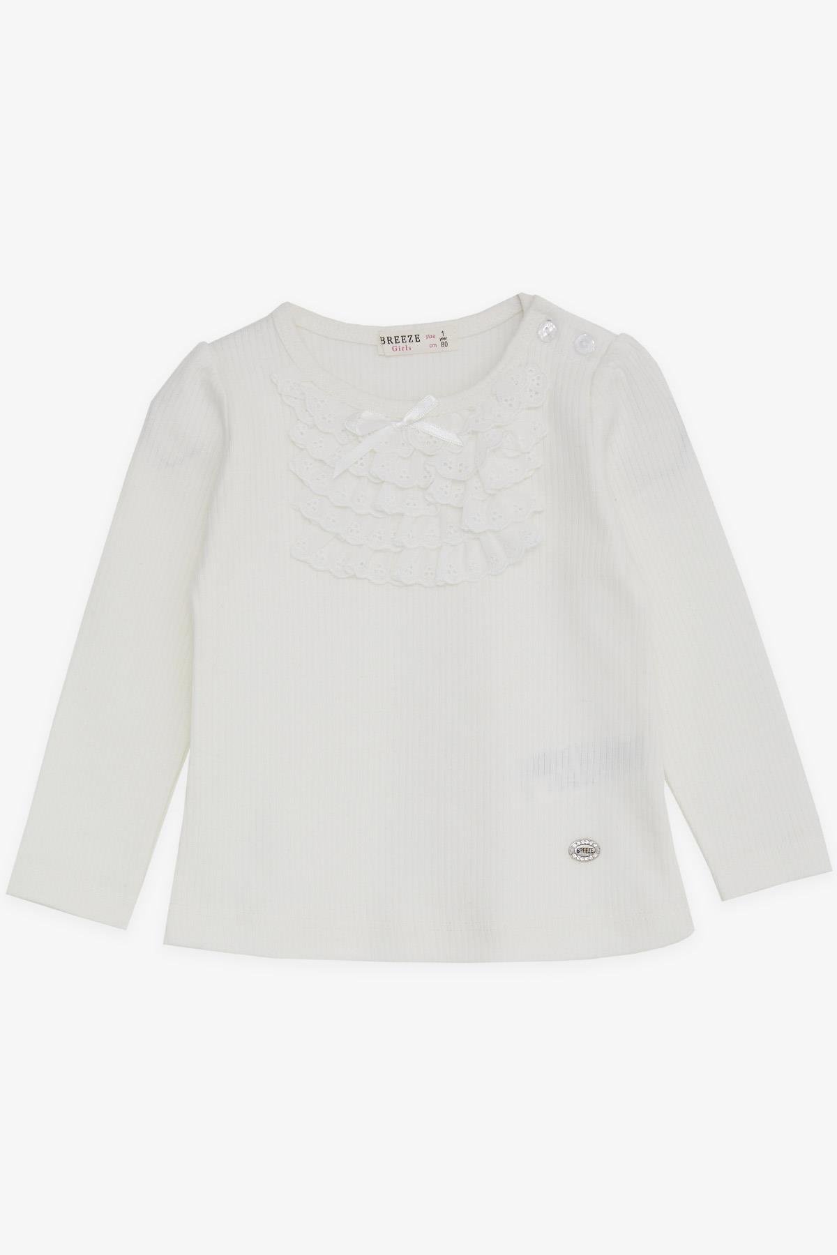 Breeze Kız Bebek Bluz Güpürlü Fiyonklu Ekru (6 Ay-2 Yaş)