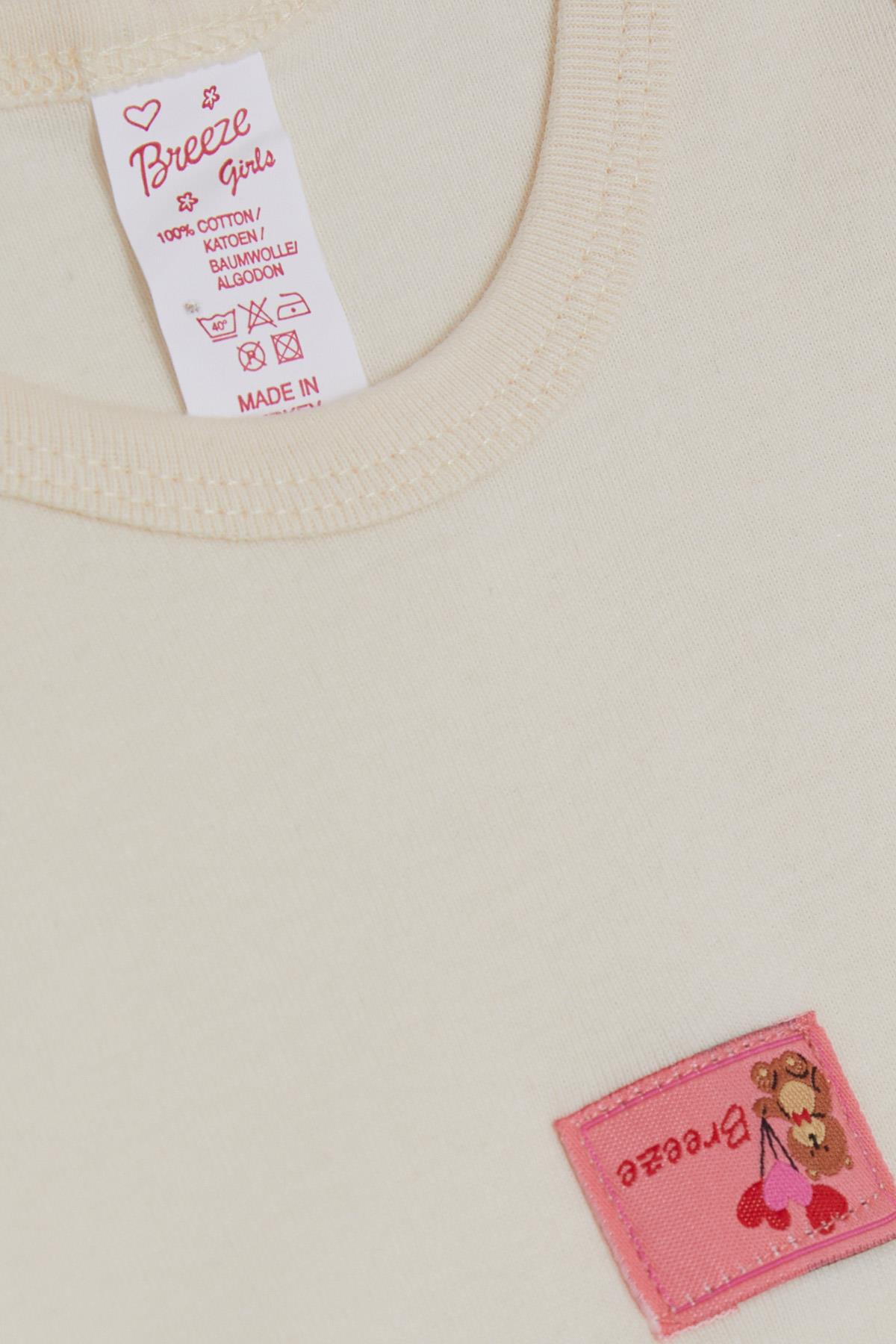 Breeze Kız Bebek Çıtçıtlı Atlet Zıbın Body Sevimli Ayıcık Baskılı Krem (9 Ay-3 Yaş)