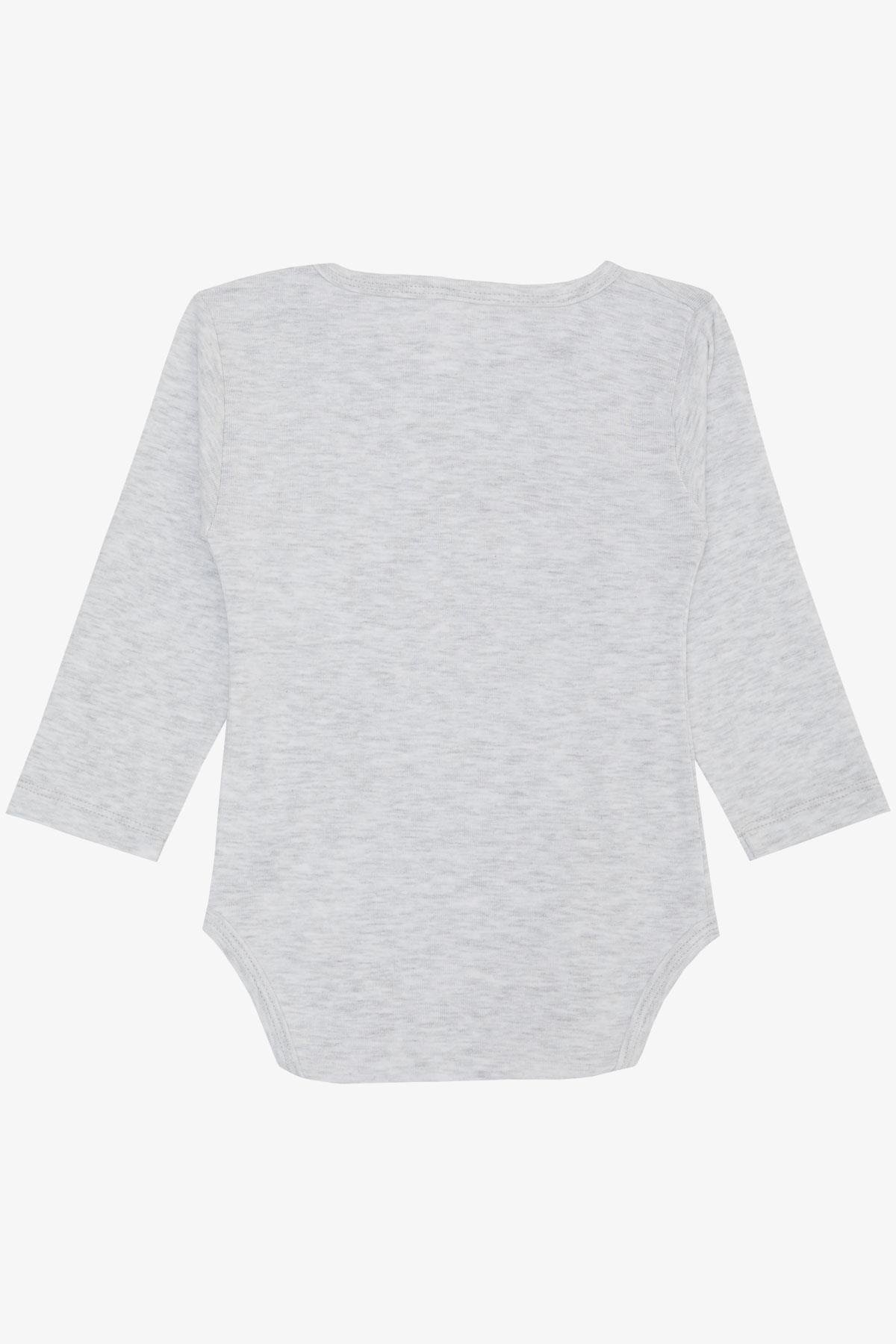 Breeze Kız Bebek Çıtçıtlı Zıbın Body Uğur Böceği Baskılı Çiçekli Açık Gri Melanj (9 Ay-3 Yaş)