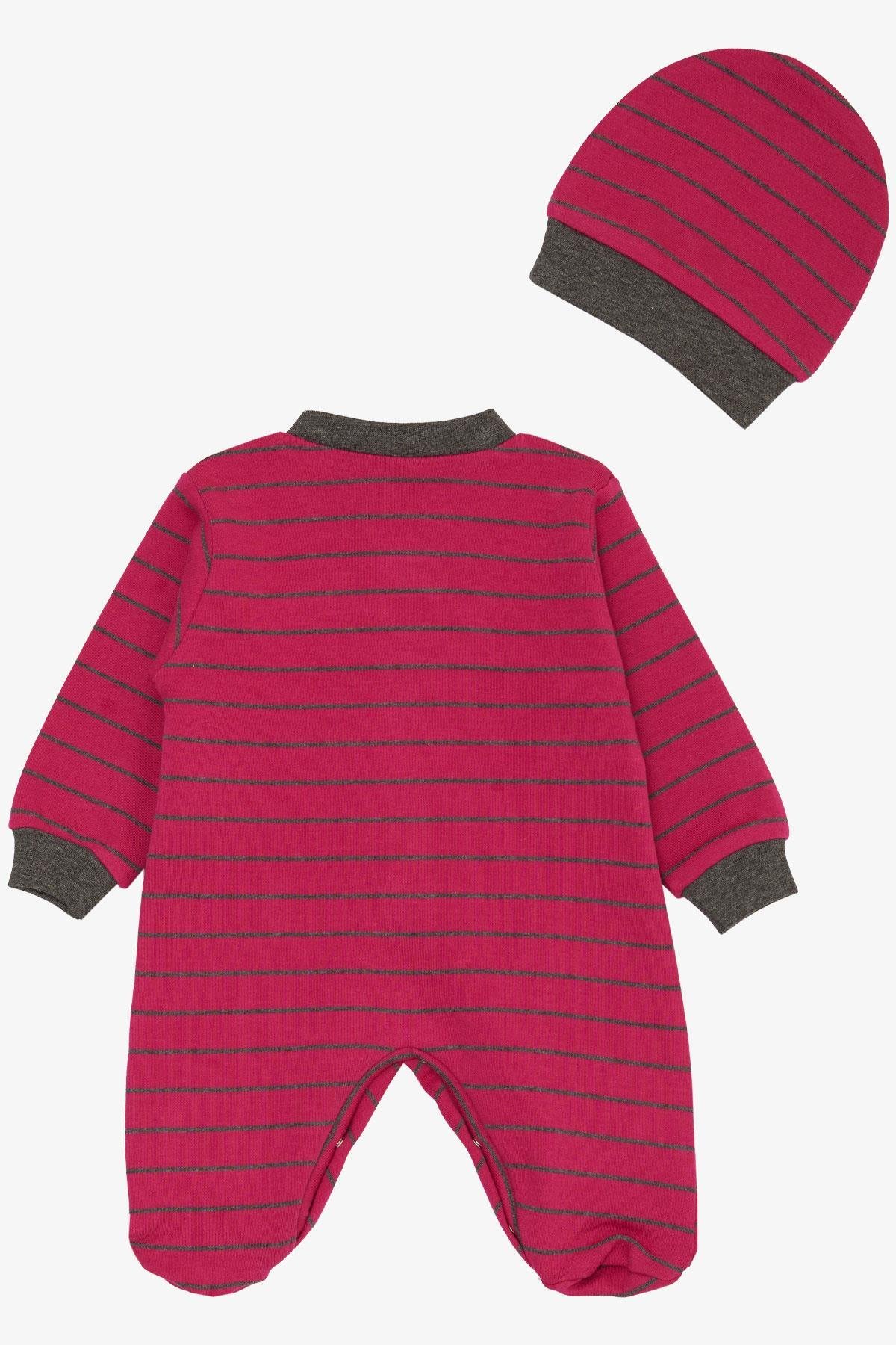 Breeze Kız Bebek Patikli Tulum Çizgili Fuşya (0-6 Ay)