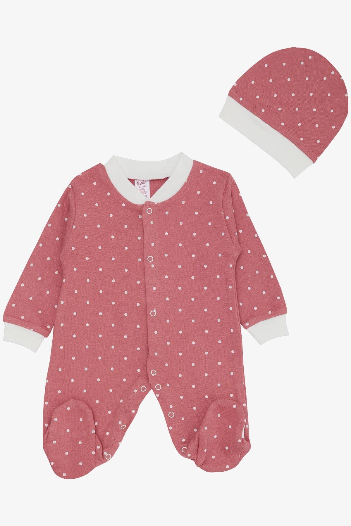 Breeze Kız Bebek Patikli Tulum Puantiyeli Gülkurusu (0-6 Ay)