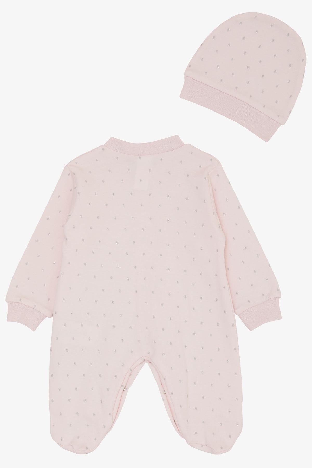 Breeze Kız Bebek Patikli Tulum Puantiye Desenli Pudra (0-6 Ay)