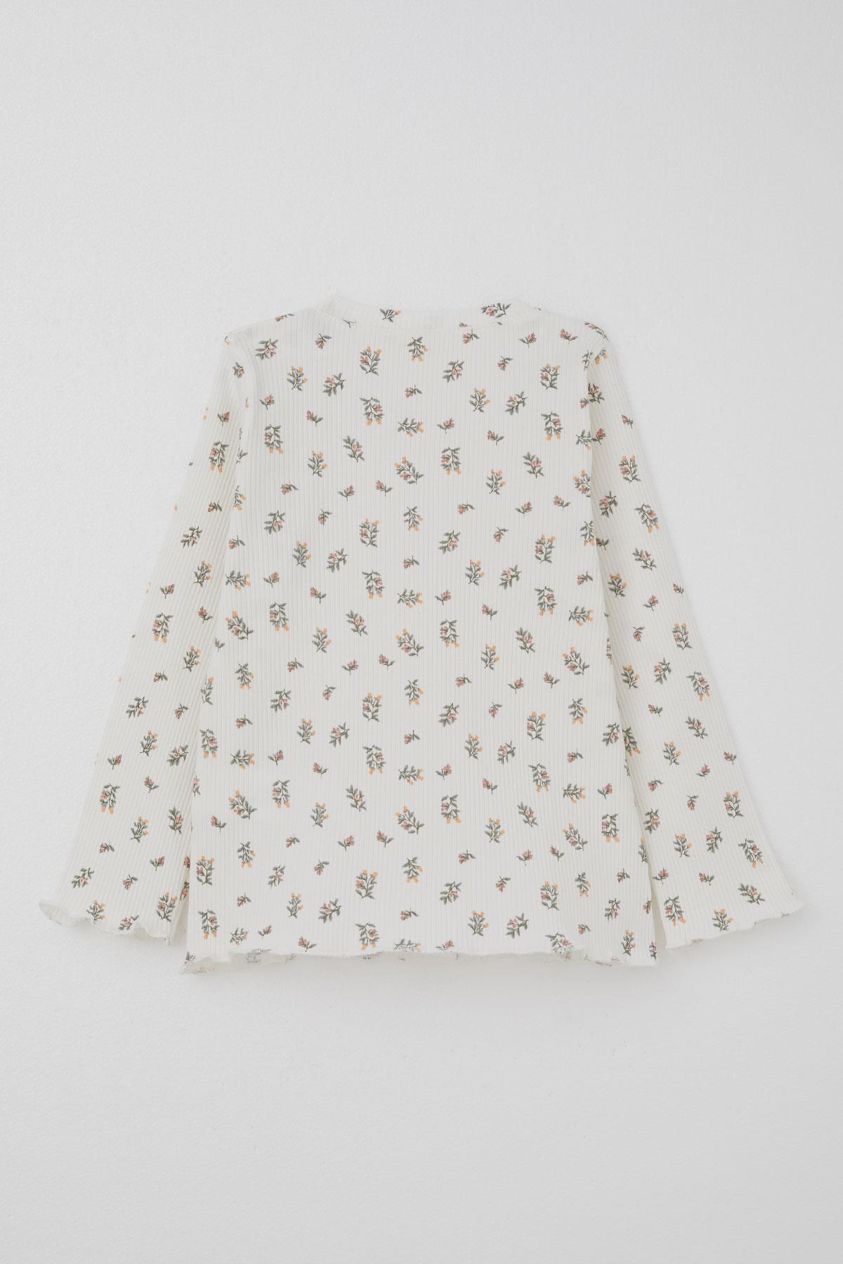 Breeze Kız Bebek Pijama Takımı Çiçek Desenli Omuzu Düğmeli Ekru (9 Ay-3 Yaş)