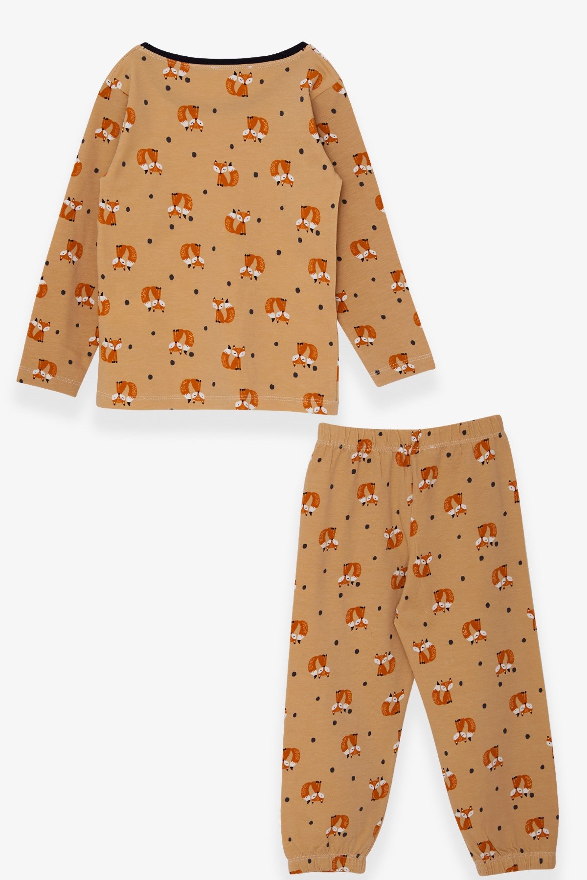 Breeze Kız Bebek Pijama Takımı Tilkicik Desenli Açık Kahverengi (9 Ay-3 Yaş)