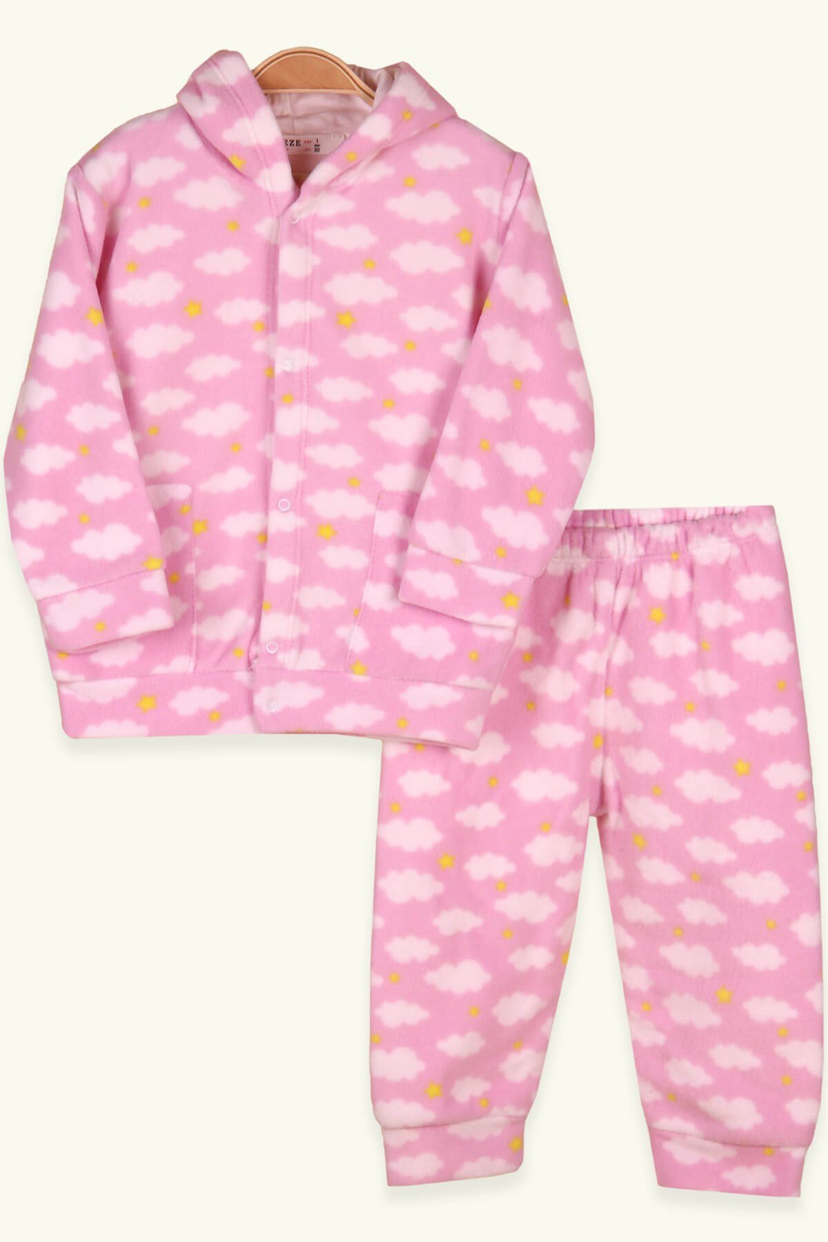 Breeze Kız Bebek Polar Eşofman Takımı Bulutlu Pembe (4 Ay-1 Yaş)