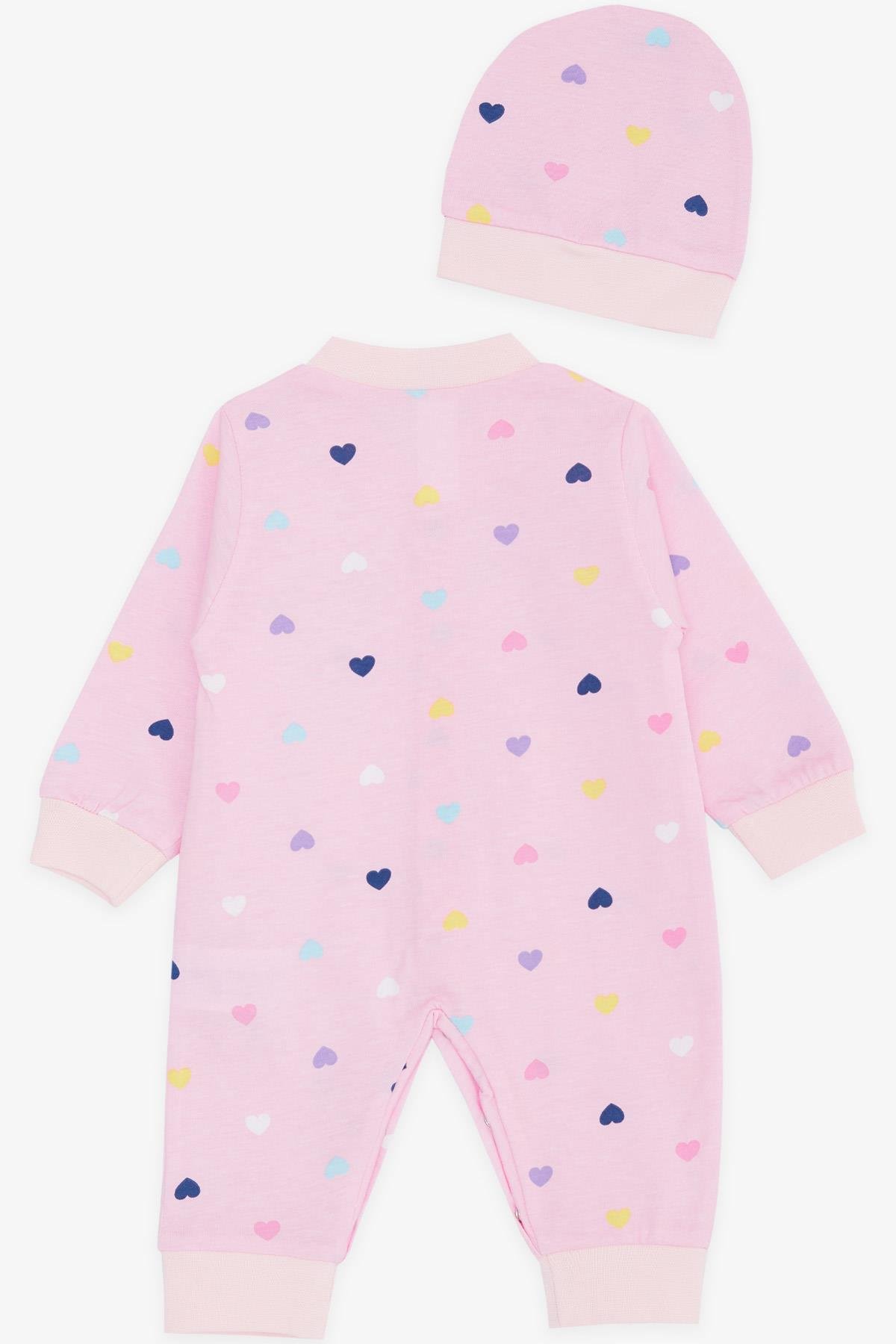 Breeze Kız Bebek Tulum Renkli Kalp Desenli Pembe (0-3-6 Ay)