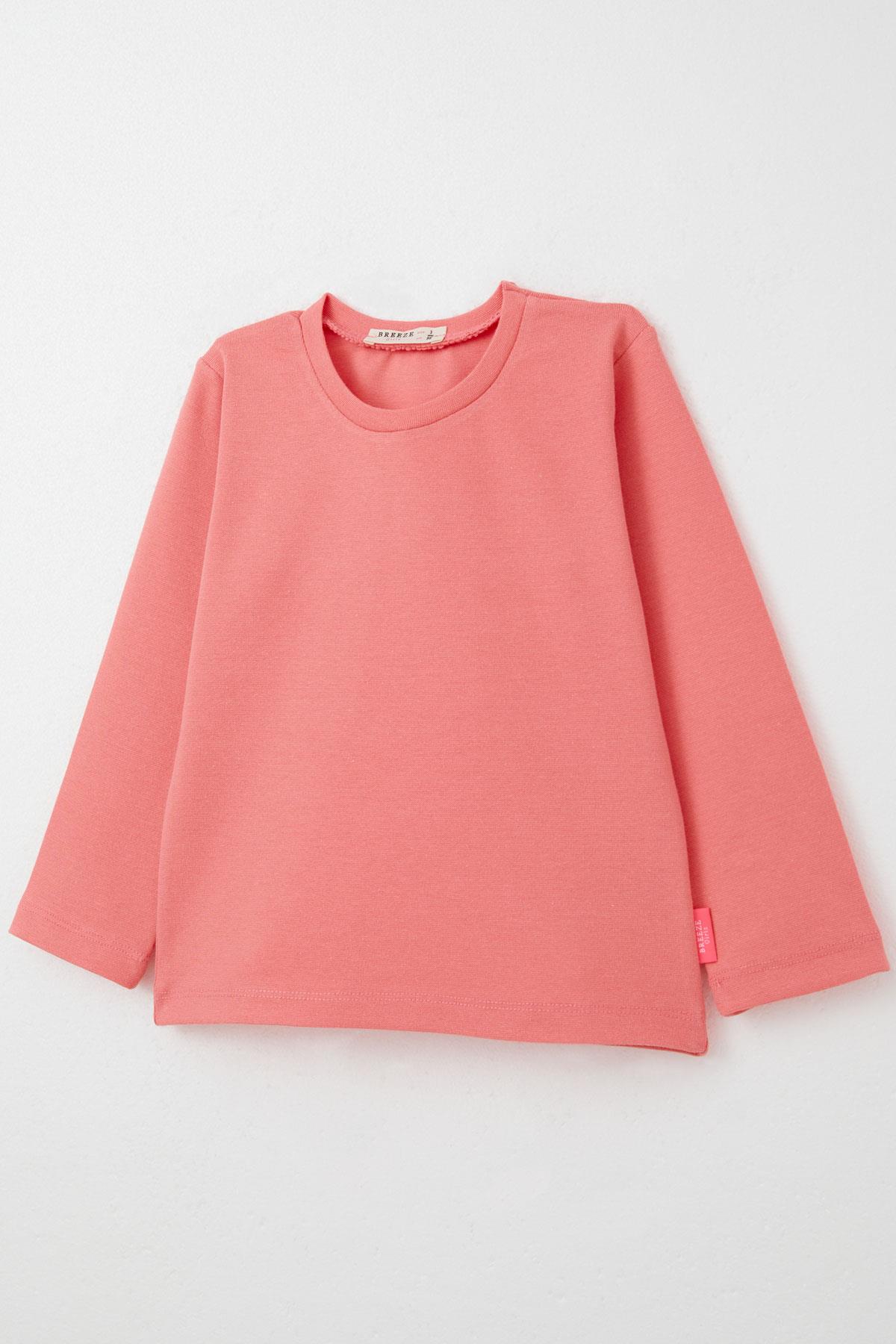 Breeze Kız Bebek Uzun Kollu Tişört Basic Mercan (9 Ay-3 Yaş)