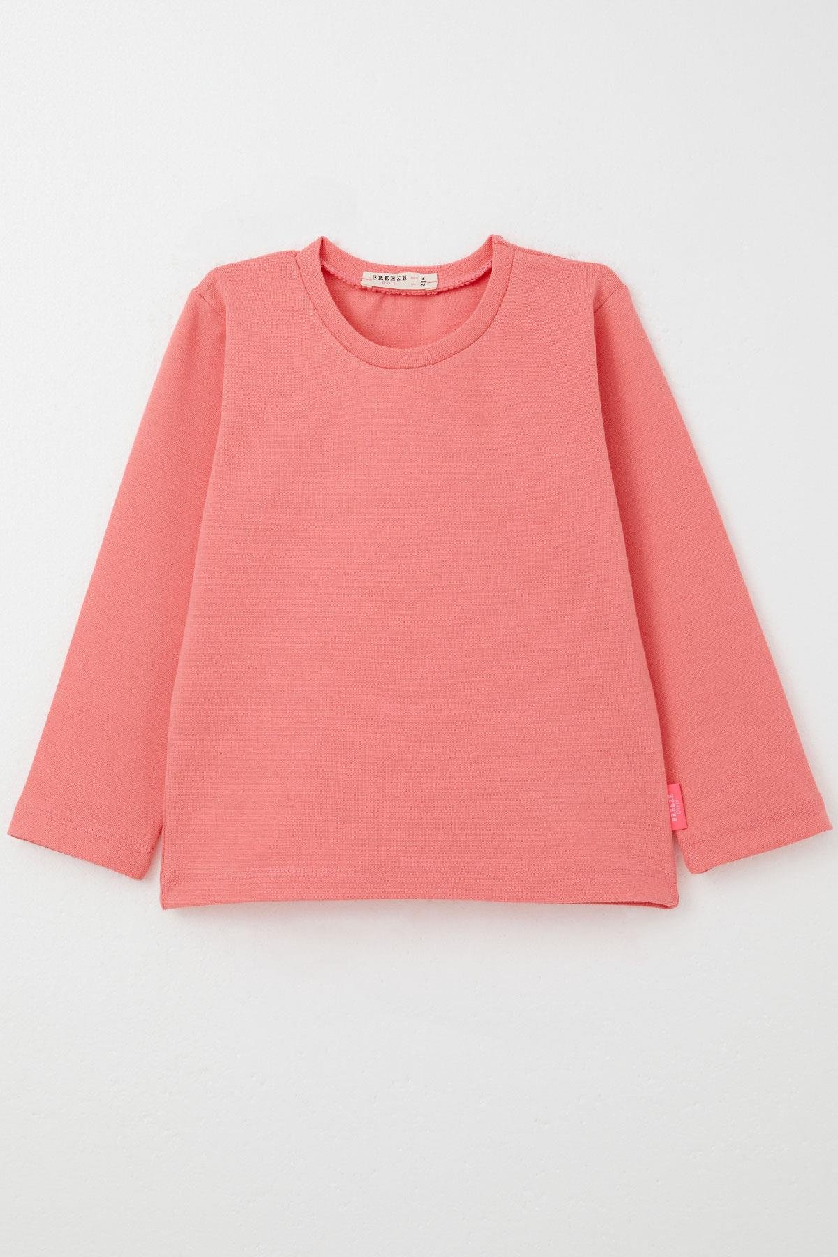 Breeze Kız Bebek Uzun Kollu Tişört Basic Mercan (9 Ay-3 Yaş)