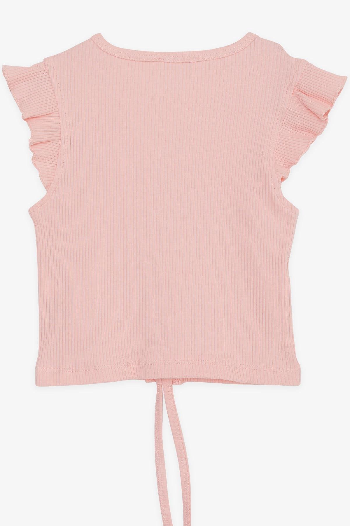 Breeze Kız Çocuk Crop Tişört Bağcıklı Fırfırlı Somon (8-14 Yaş)