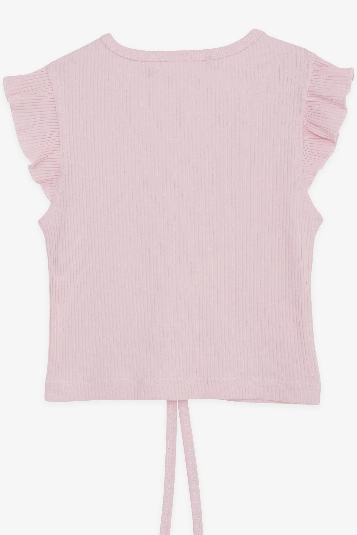 Breeze Kız Çocuk Crop Tişört Bağcıklı Fırfırlı Pembe (8-14 Yaş)
