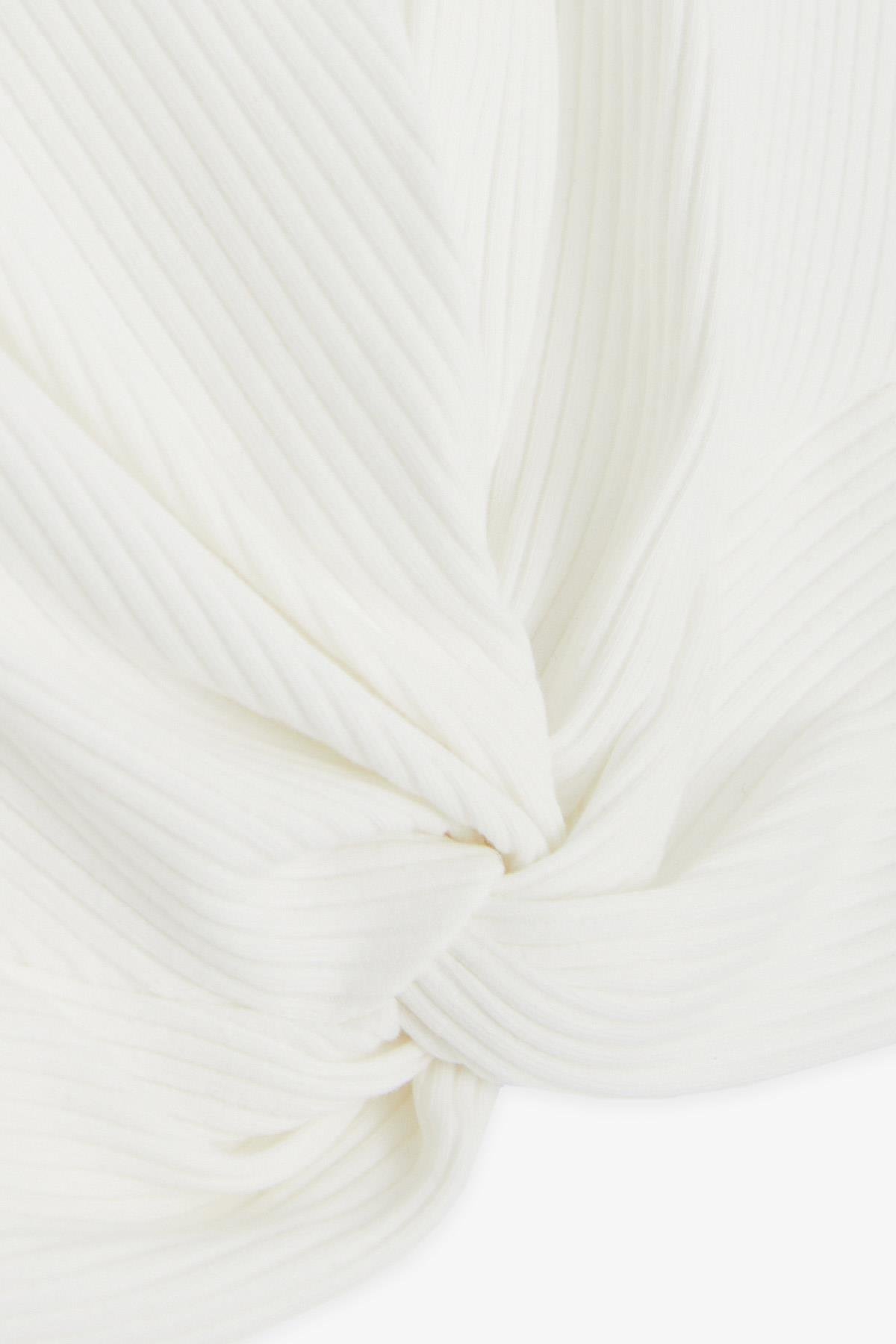 Breeze Kız Çocuk Crop Tişört Çapraz Detaylı Ekru (9-14 Yaş)