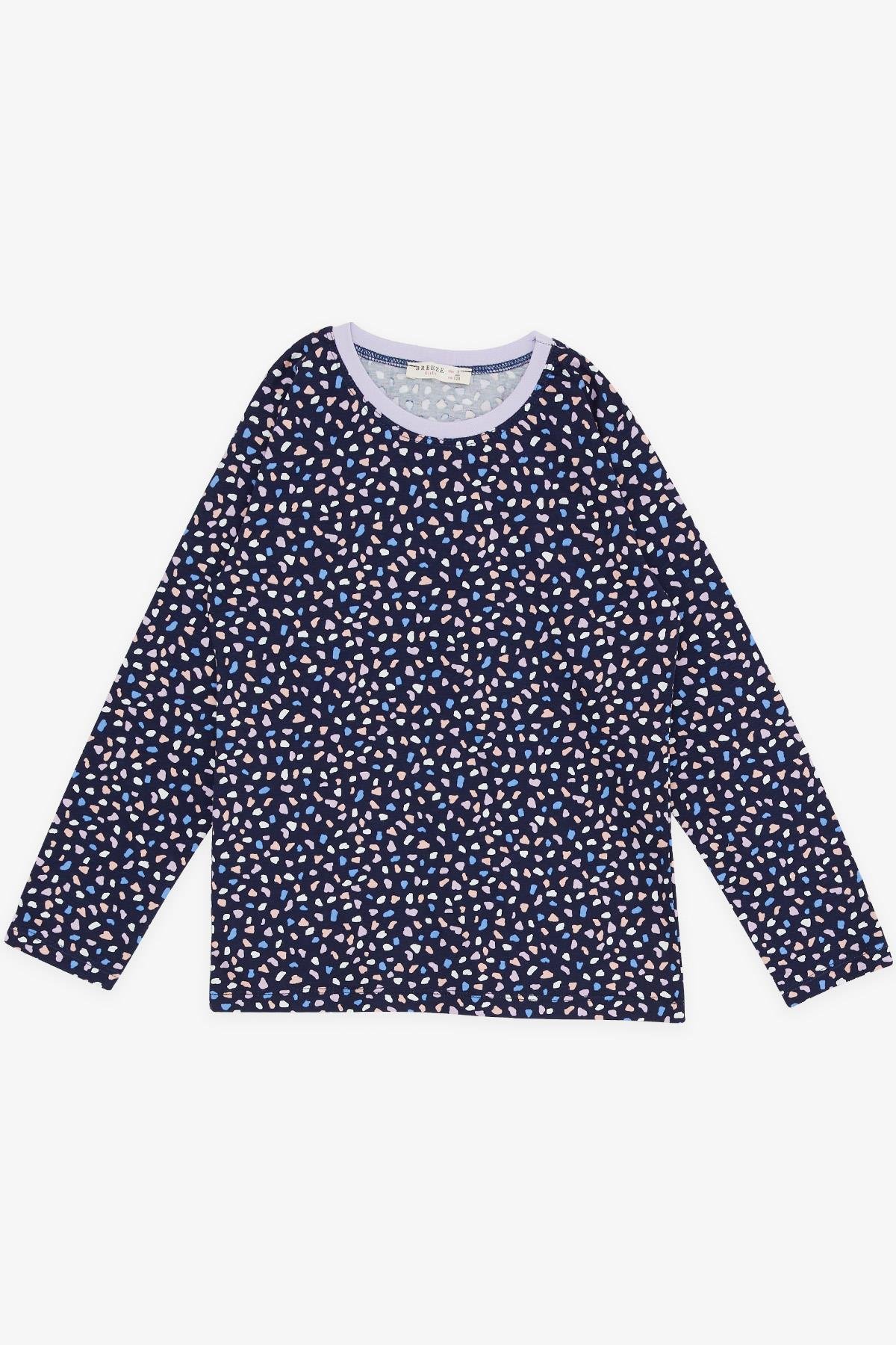 Breeze Kız Çocuk Pijama Takımı Desenli Lacivert (4-8 Yaş)