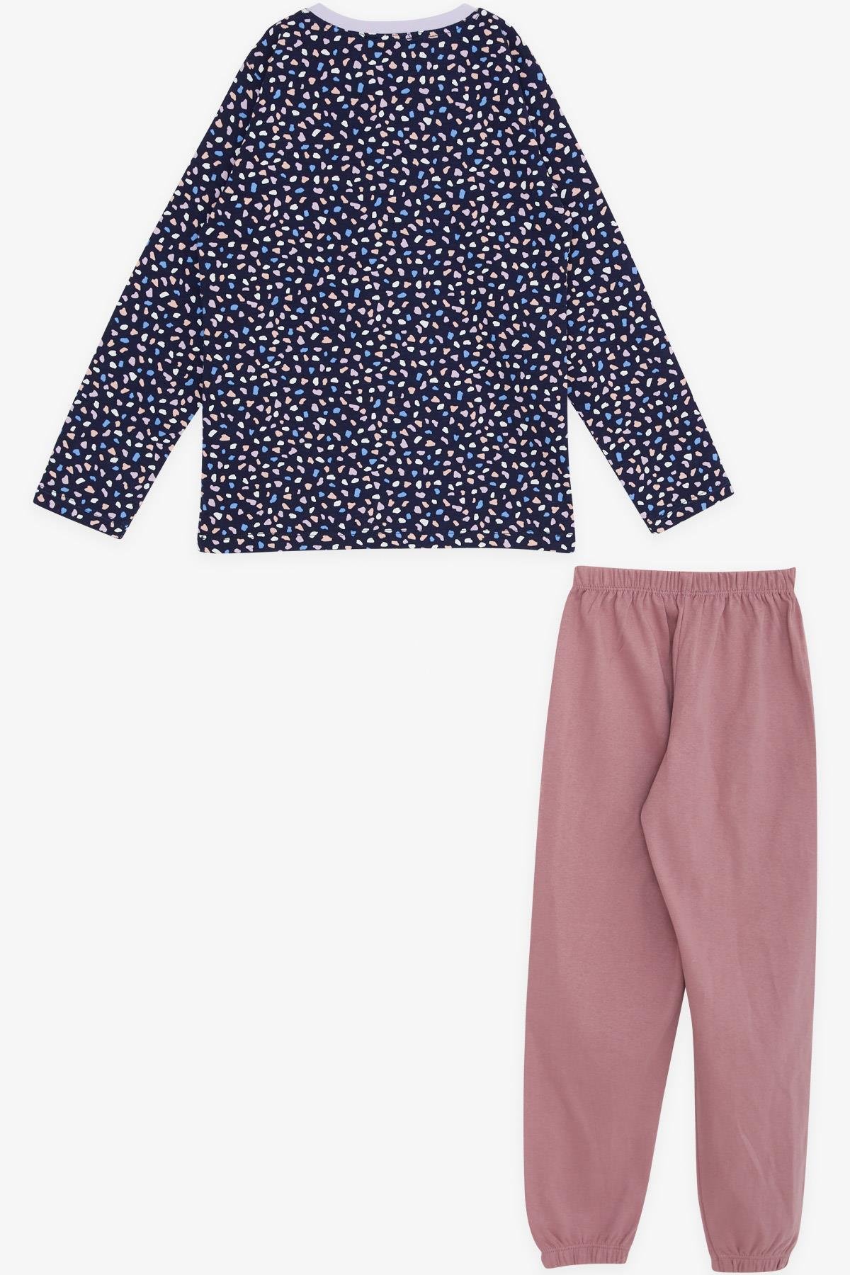 Breeze Kız Çocuk Pijama Takımı Desenli Lacivert (4-8 Yaş)