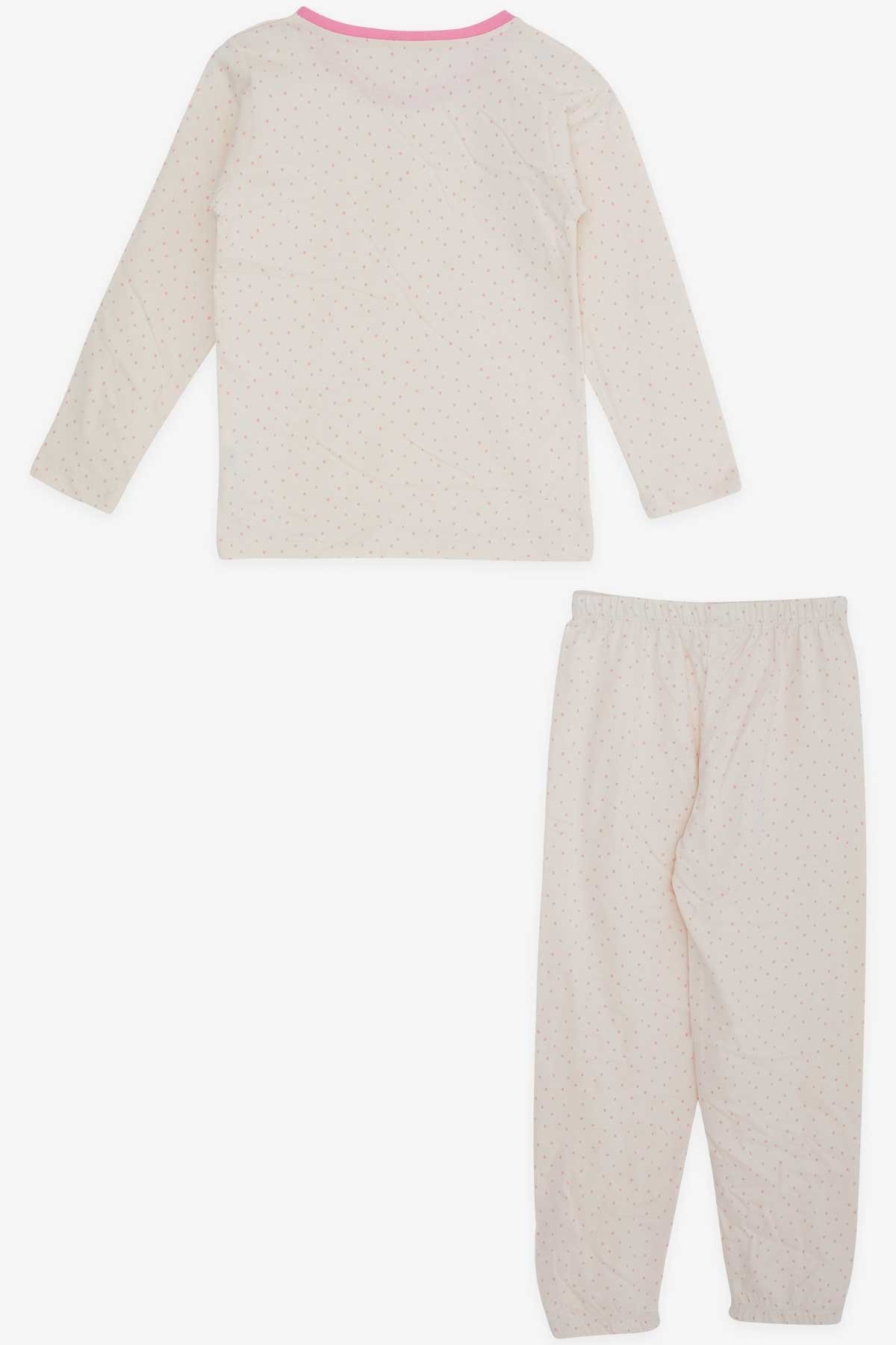 Breeze Kız Çocuk Pijama Takımı Puantiye Desenli Krem (4-8 Yaş)