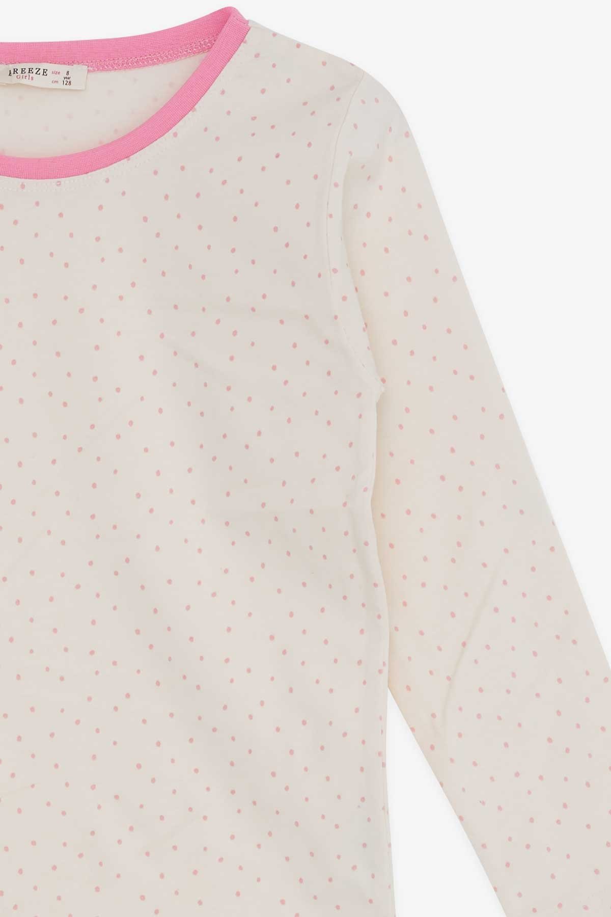 Breeze Kız Çocuk Pijama Takımı Puantiye Desenli Krem (4-8 Yaş)