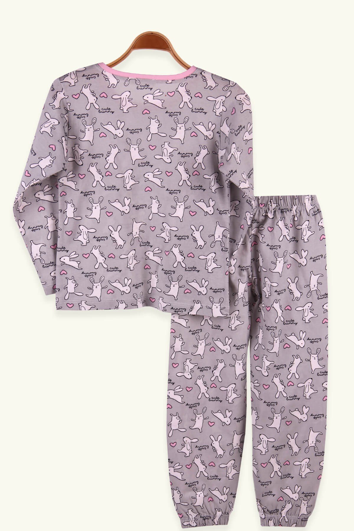 Breeze Kız Çocuk Pijama Takımı Tavşanlı Gri (6-10 Yaş)