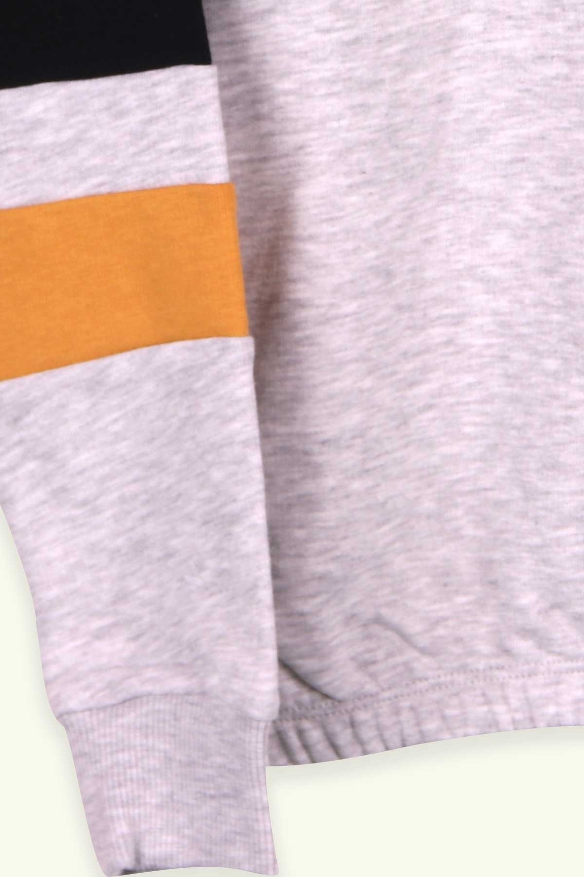 Breeze Kız Çocuk Sweatshirt Baskılı Kapüşonlu Açık Gri (6-14 Yaş)