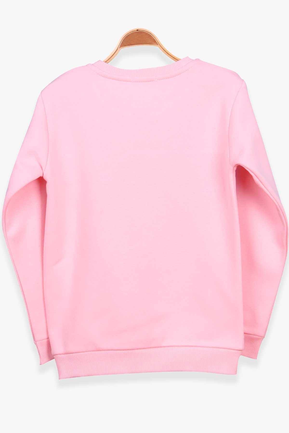 Breeze Kız Çocuk Sweatshirt Baskılı Nakışlı Pudra (8-14 Yaş)