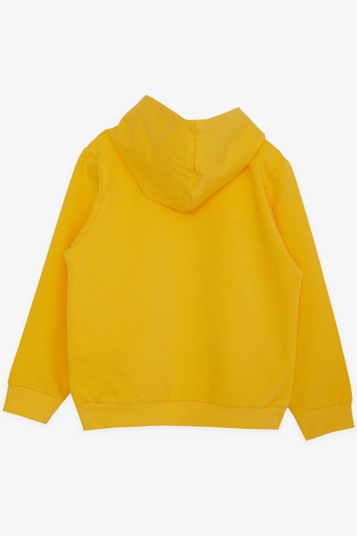 Breeze Kız Çocuk Sweatshirt Kanguru Cepli Yazı Baskılı Güpürlü Sarı (3-8 Yaş)