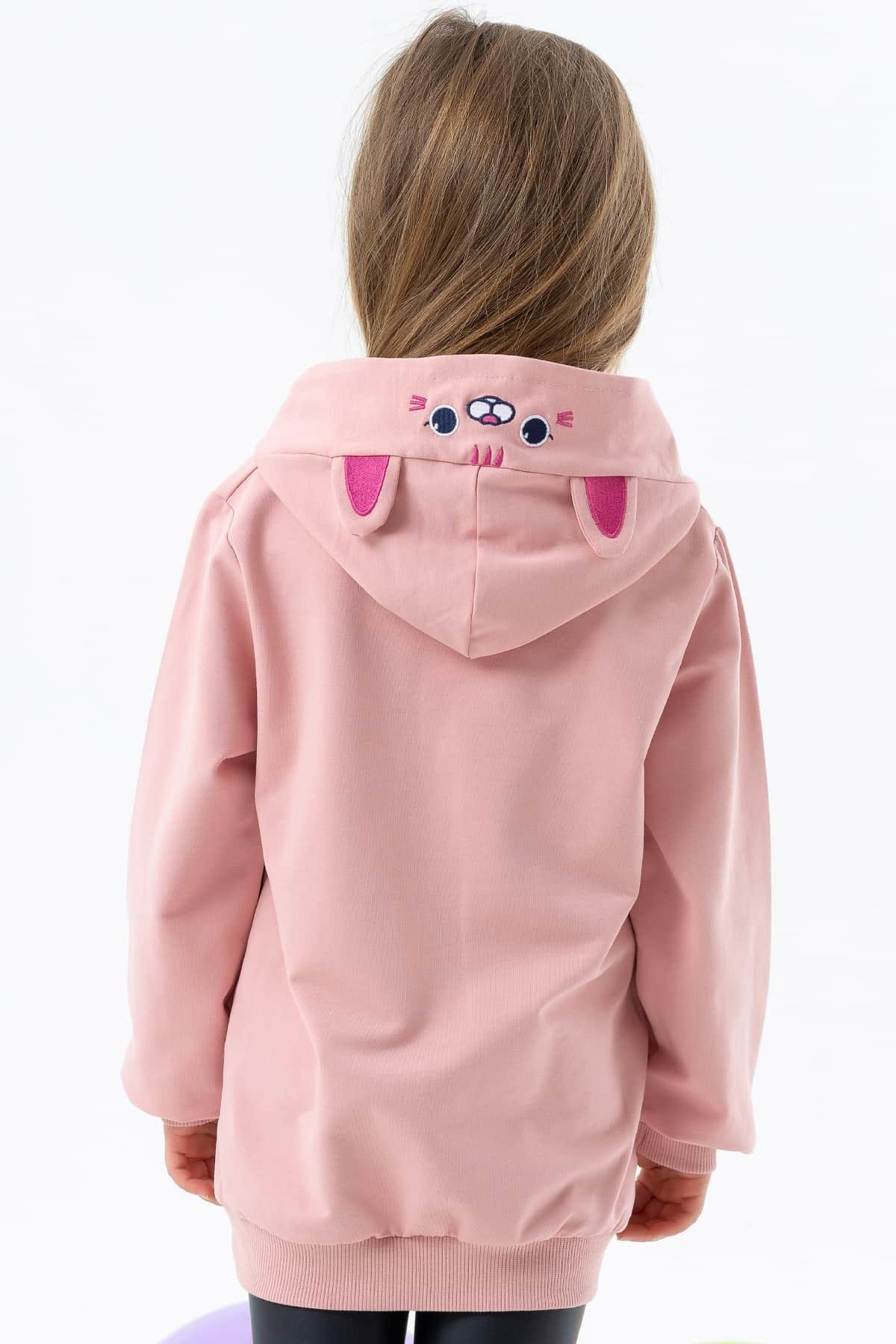Breeze Kız Çocuk Sweatshirt Nakışlı Yazı Baskılı Somon (2-6 Yaş)
