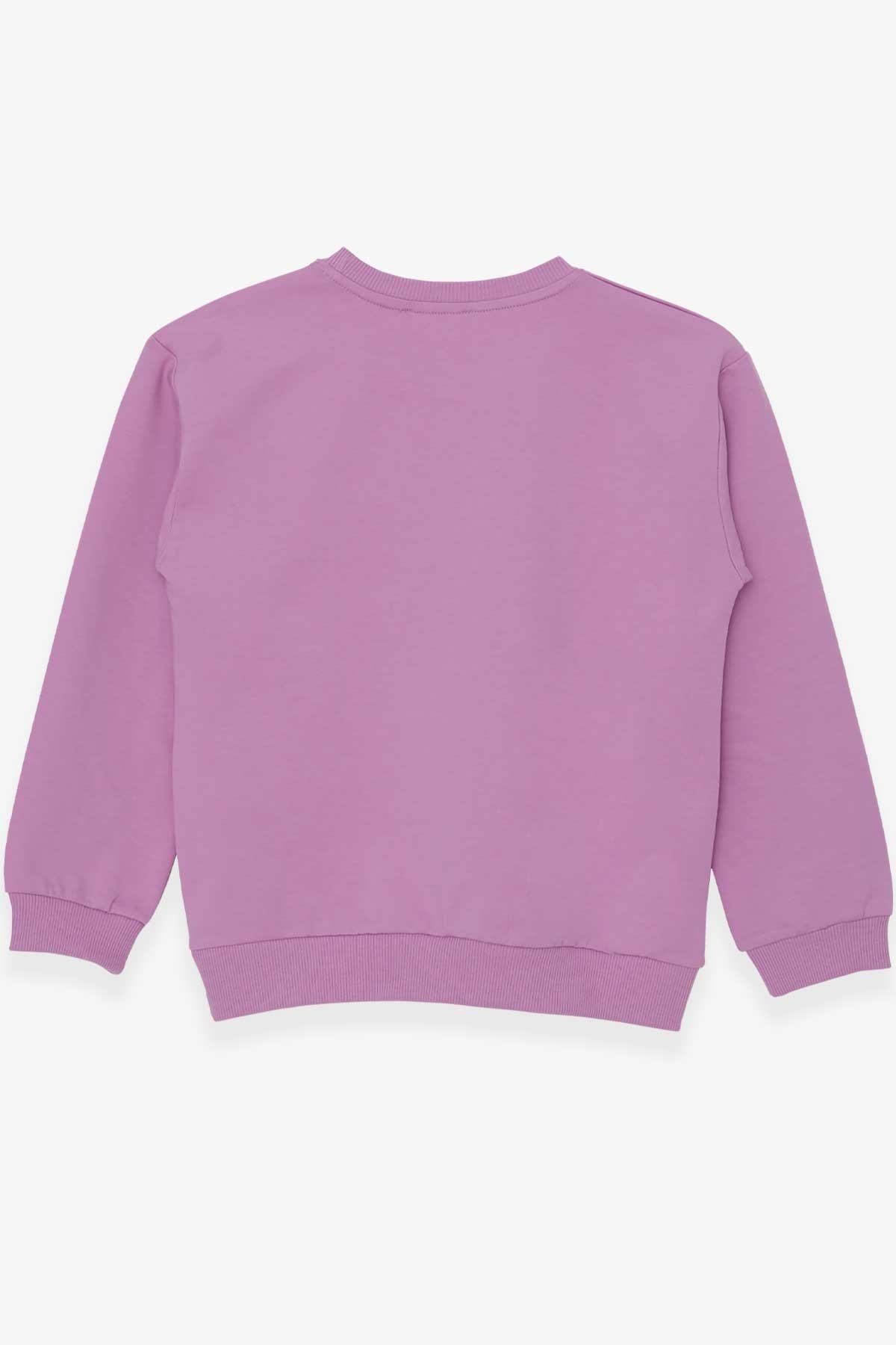Breeze Kız Çocuk Sweatshirt Pullu Baskılı Eflatun (9-14 Yaş)