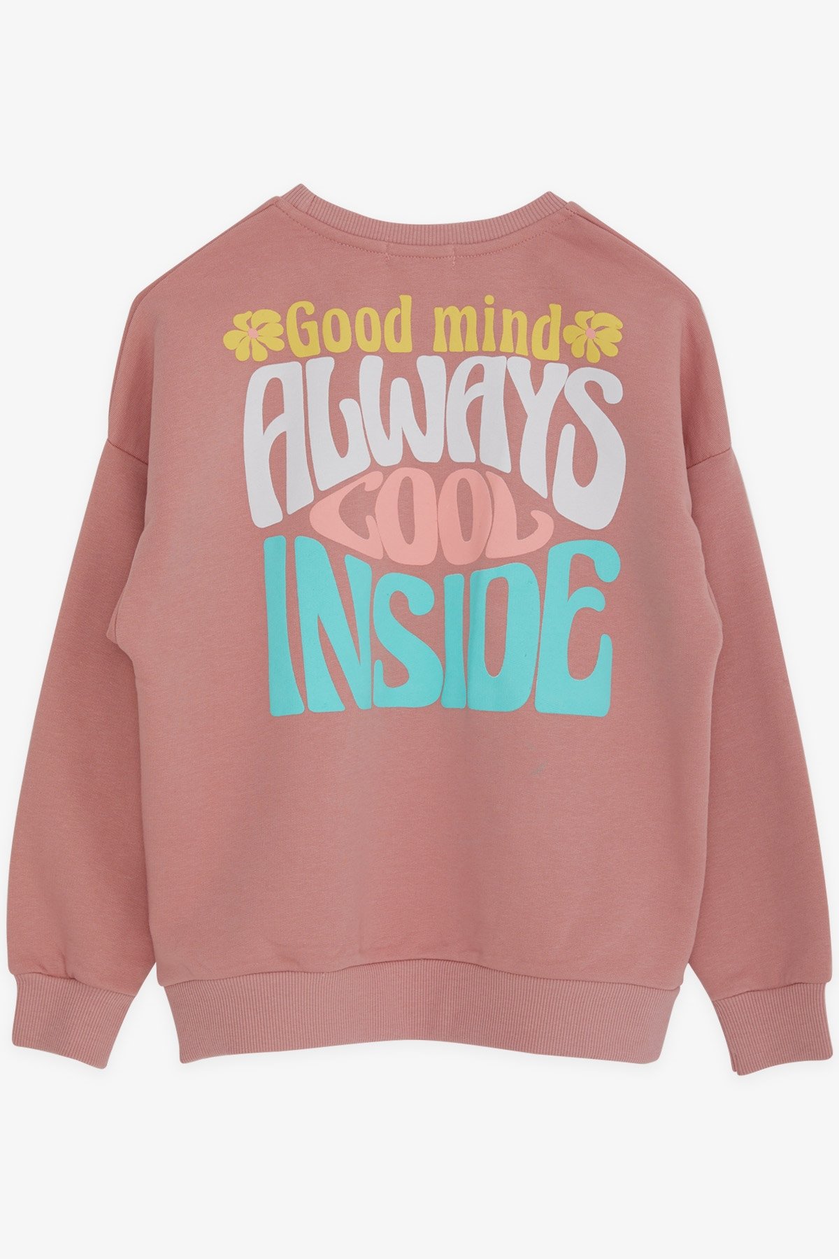 Breeze Kız Çocuk Sweatshirt Renkli Yazı Baskılı Gülkurusu (8-14 Yaş)
