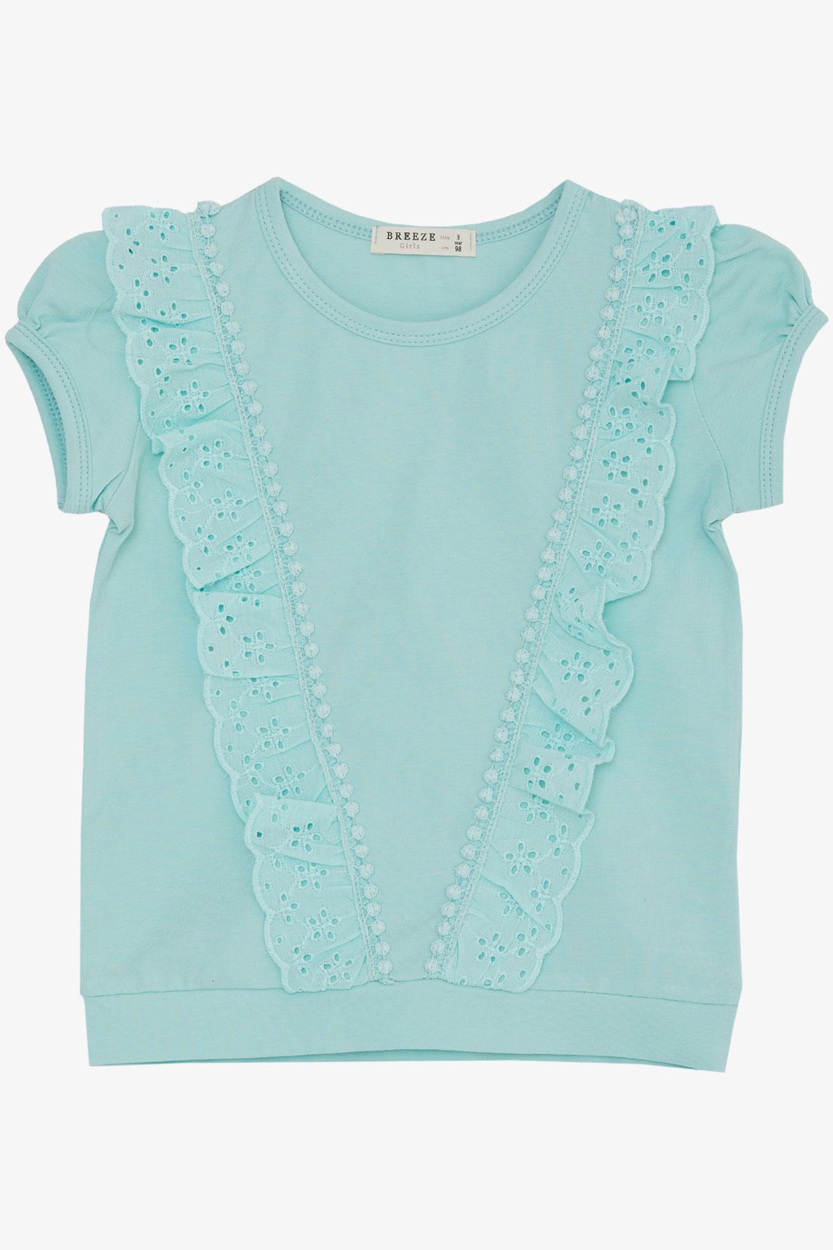 Breeze Kız Çocuk Tişört Güpürlü Su Yeşili (1.5-5 Yaş)