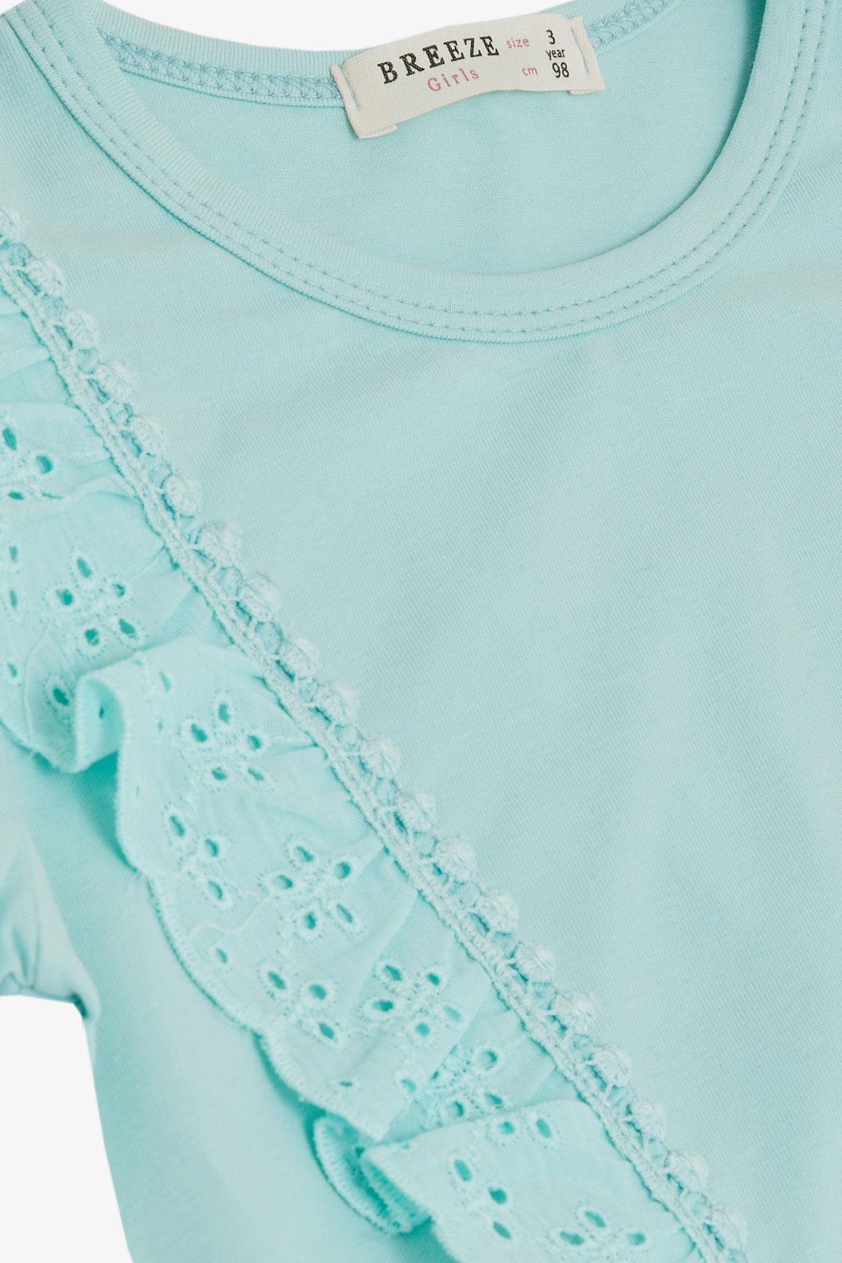 Breeze Kız Çocuk Tişört Güpürlü Su Yeşili (1.5-5 Yaş)