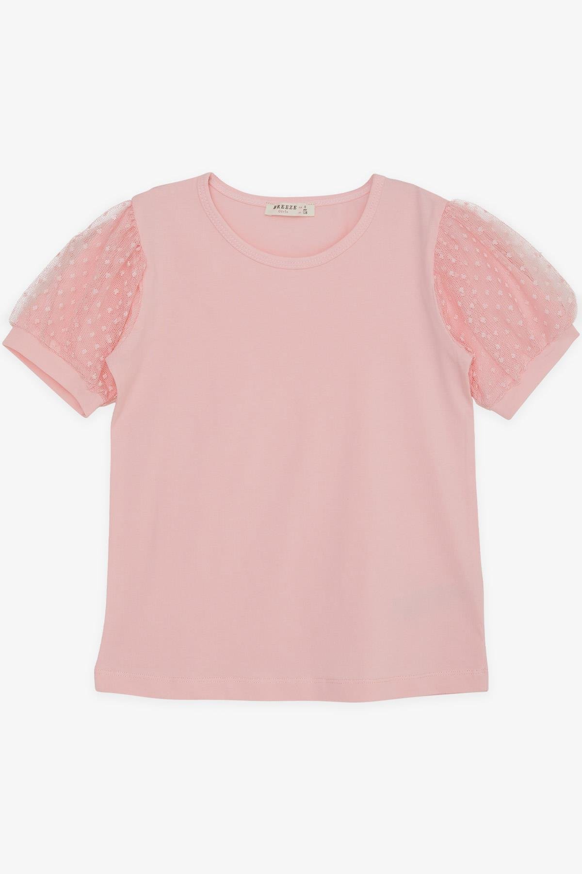 Breeze Kız Çocuk Tişört Kolları Tüllü Pembe (8-12 Yaş)