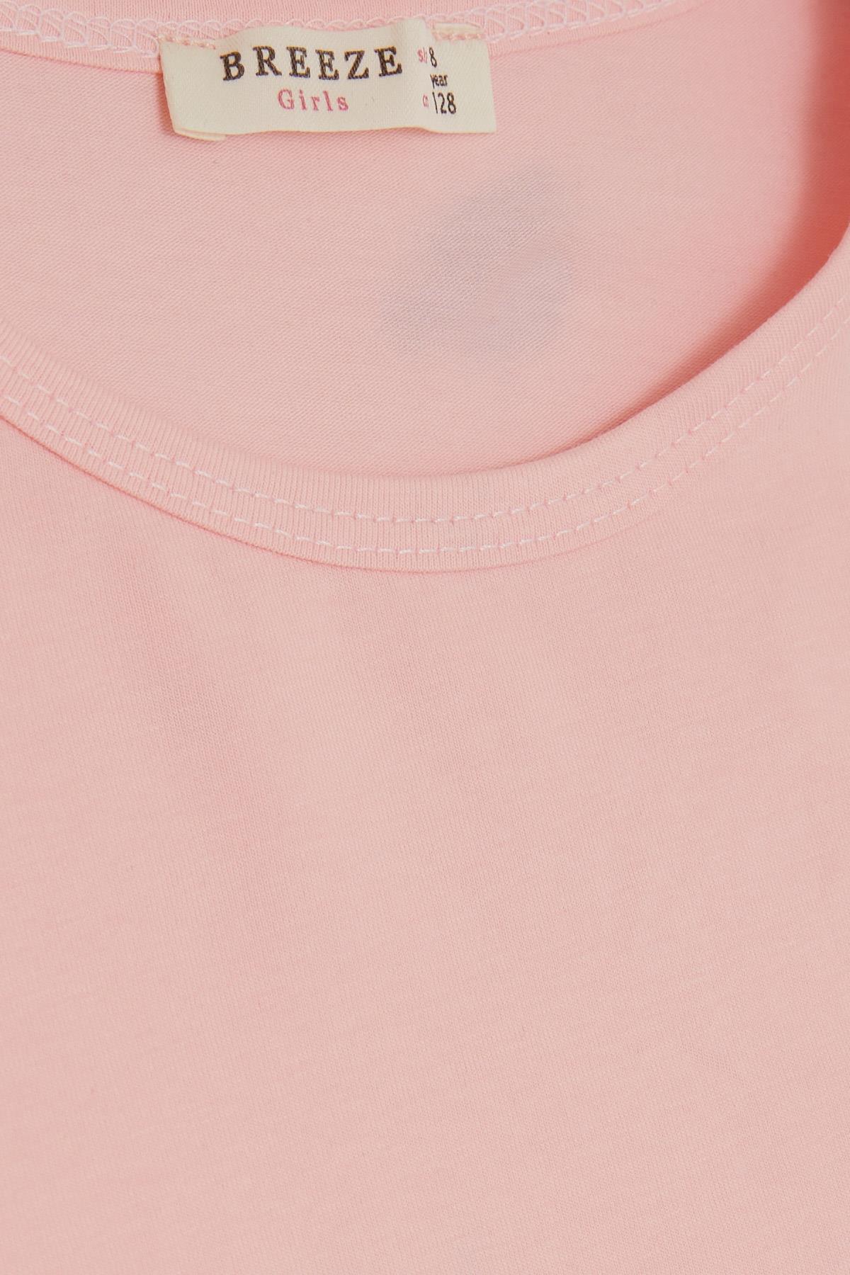 Breeze Kız Çocuk Tişört Kolları Tüllü Pembe (8-12 Yaş)