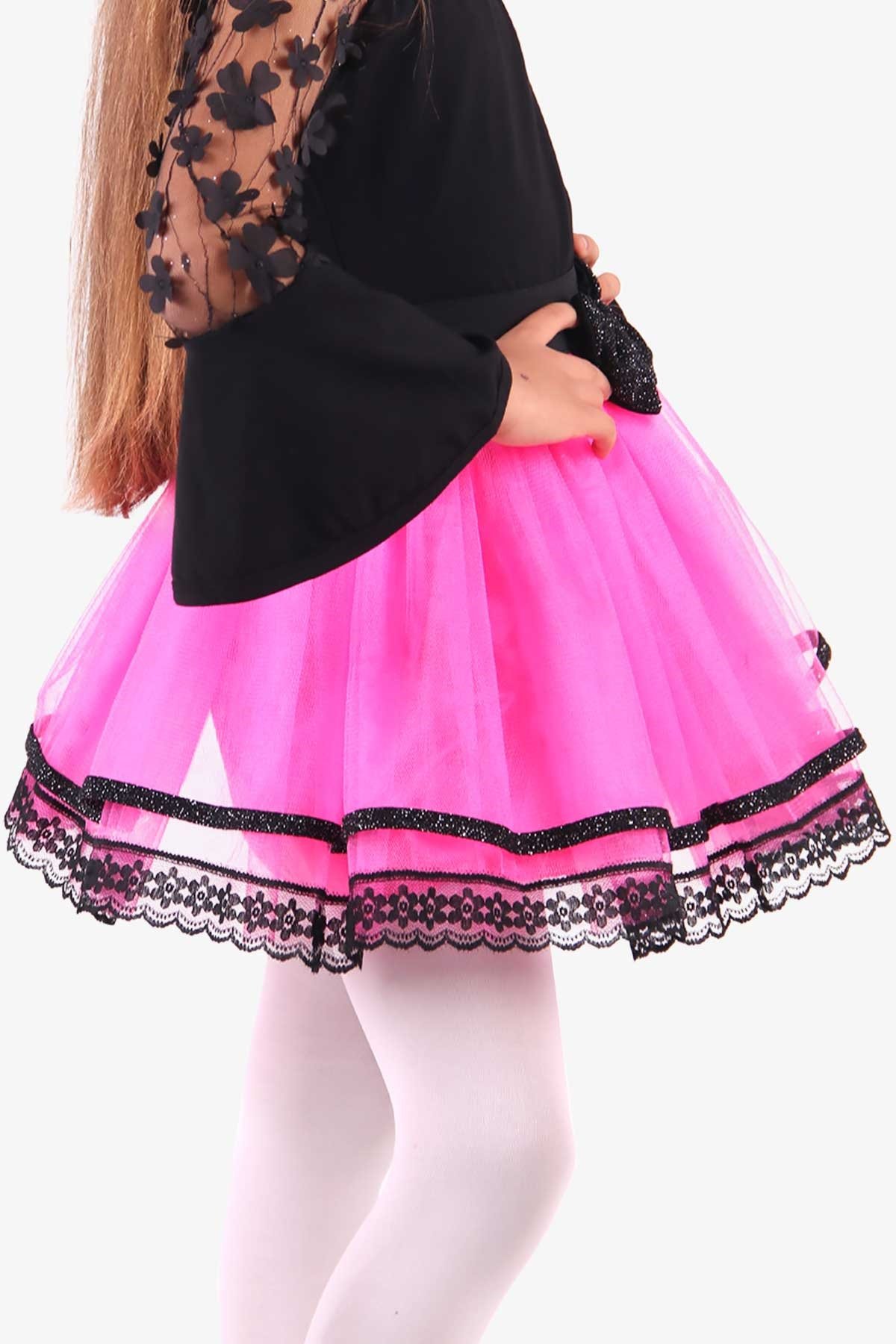 Breeze Kız Çocuk Tütü Etek Fiyonklu Neon Pembe (8-14 Yaş)