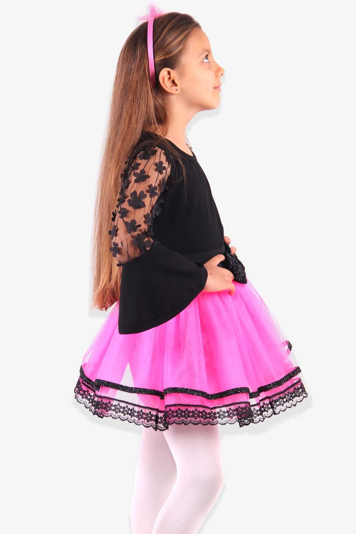 Breeze Kız Çocuk Tütü Etek Fiyonklu Neon Pembe (8-14 Yaş)