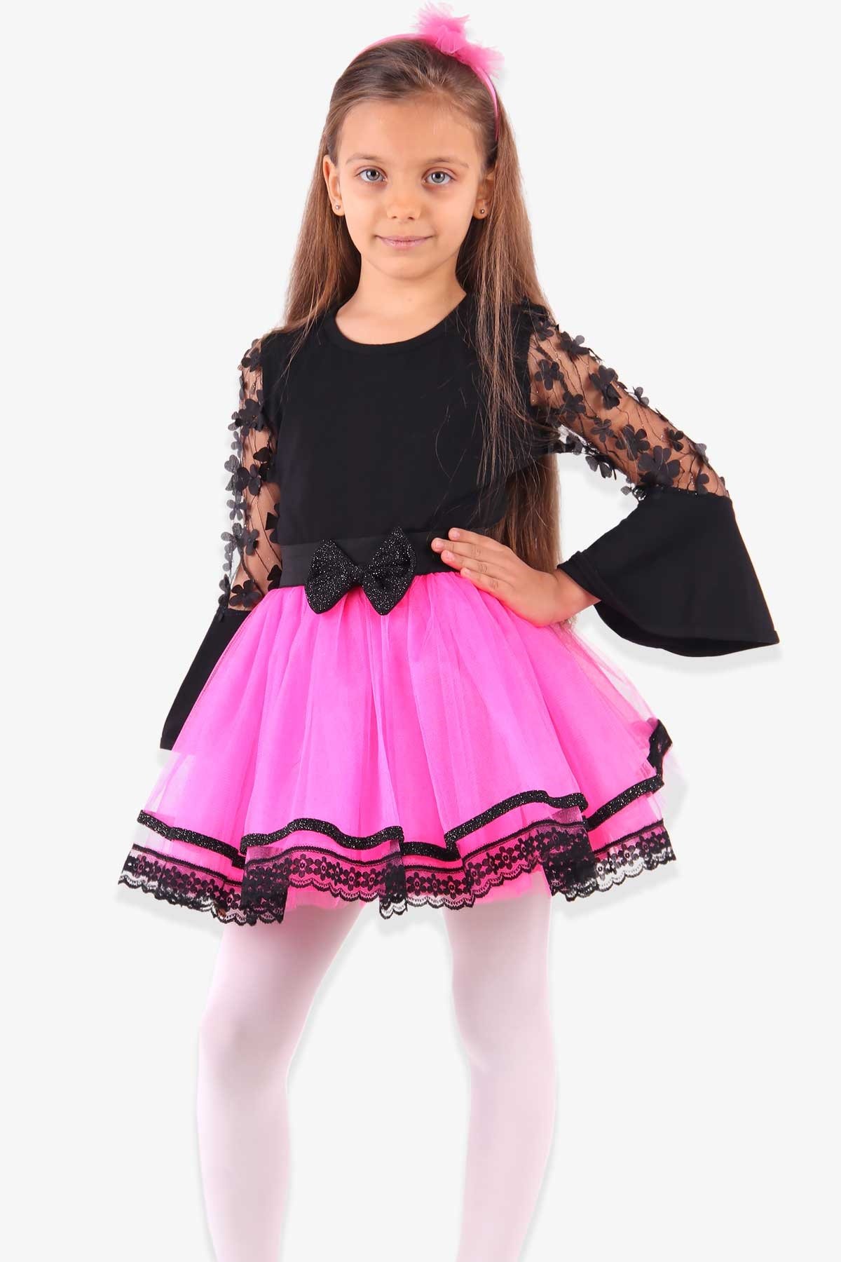 Breeze Kız Çocuk Tütü Etek Fiyonklu Neon Pembe (8-14 Yaş)