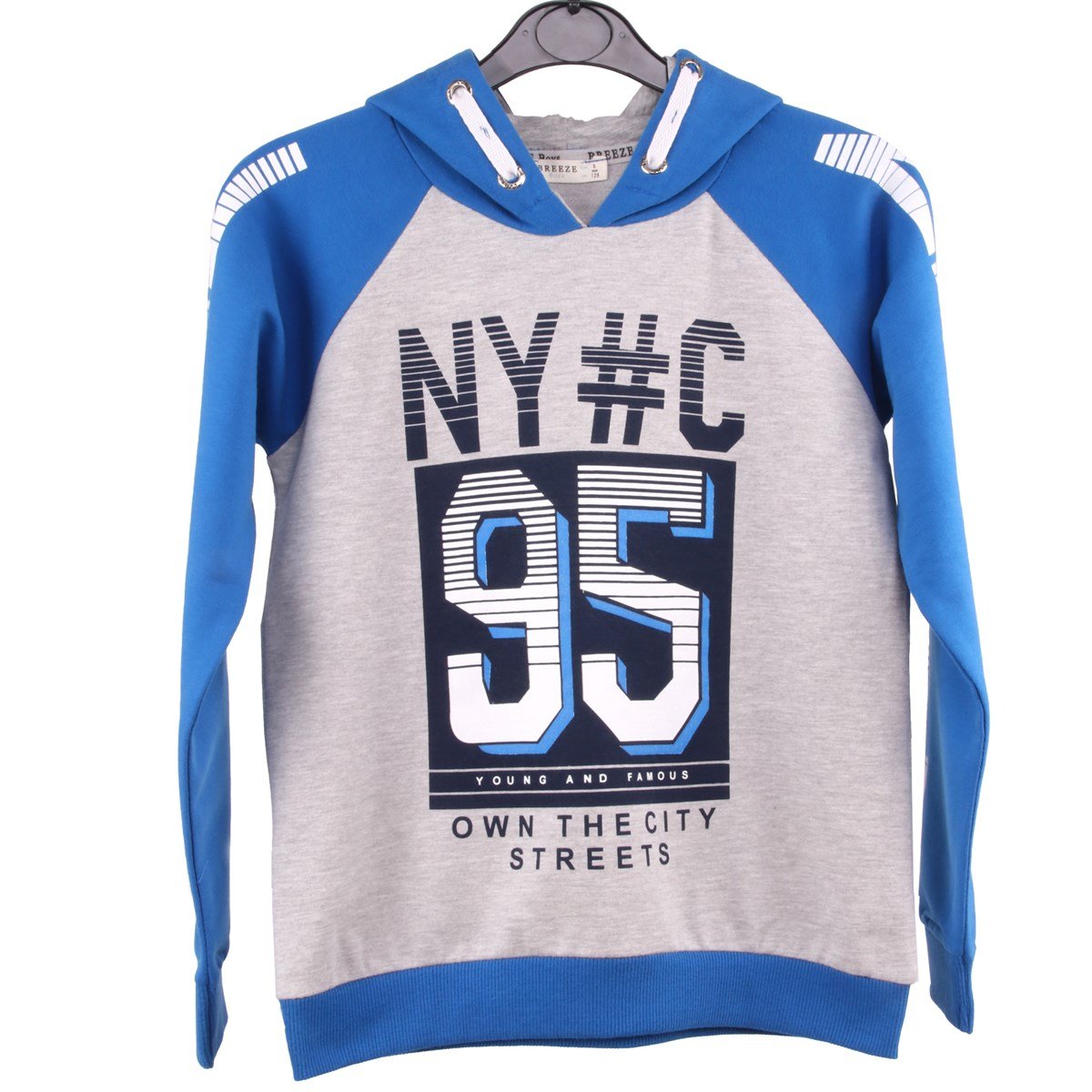 Erkek Çocuk Kapşonlu Sweatshirt Breeze  Mavi-Gri