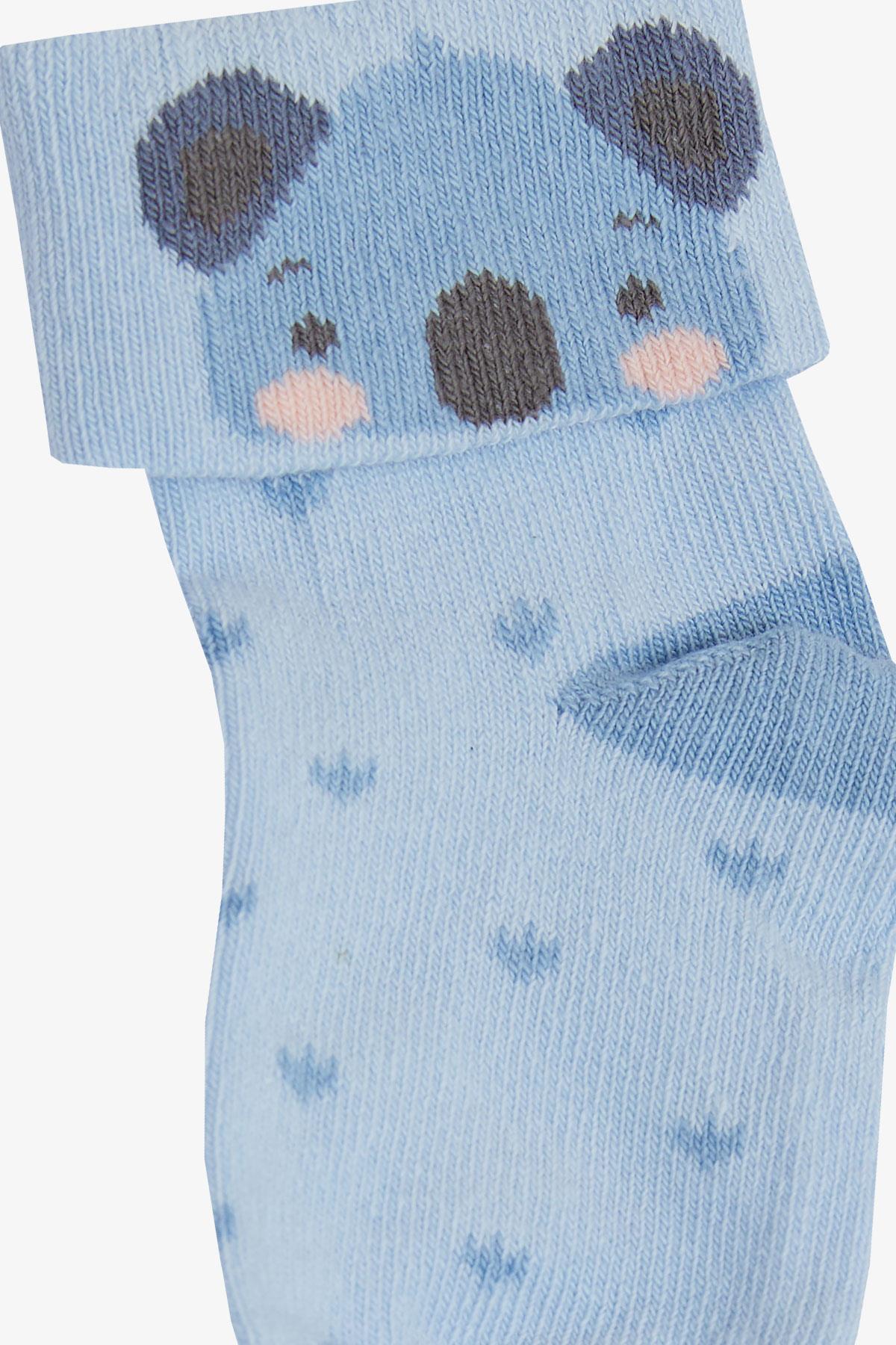 Katamino Erkek Bebek Soket Çorap 2 li Sevimli Koala Baskılı Mavi (0-24 Ay)