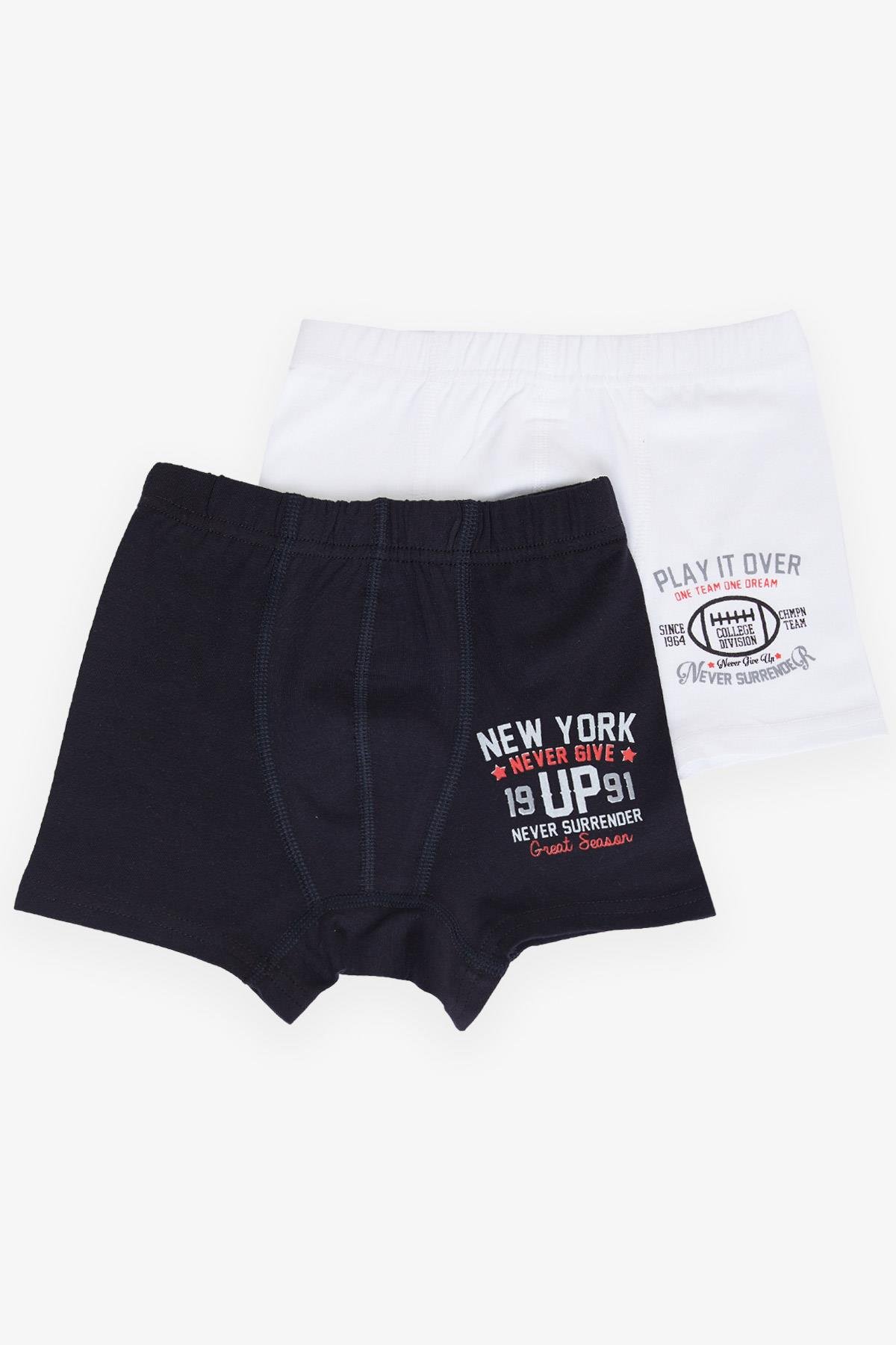 KATAMİNO Erkek Çocuk Boxer 2 li Slogan Temalı Yazı Baskılı Karışık Renk (1-10 Yaş)