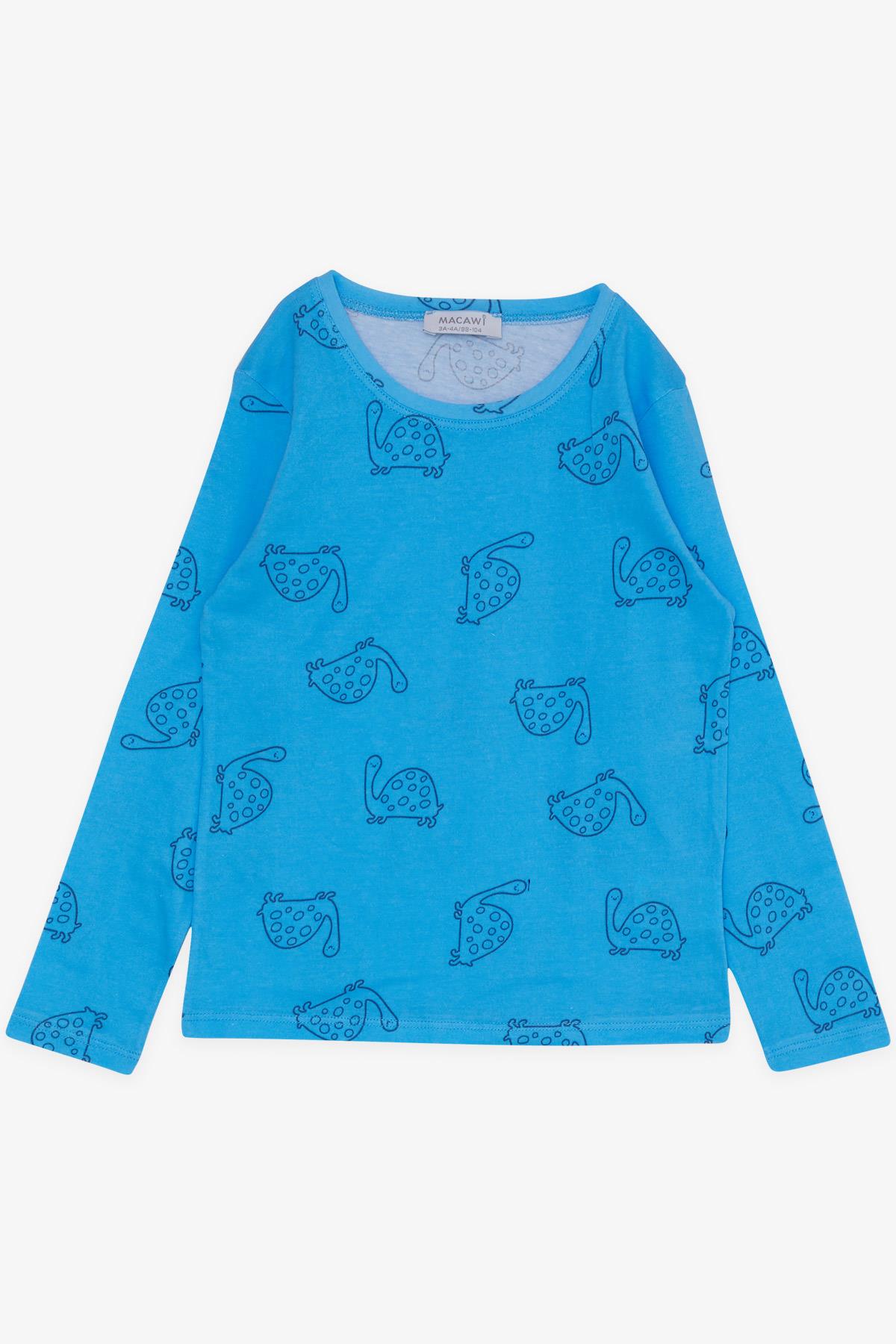 MACAWI Erkek Çocuk Pijama Takımı Kaplumbağa Desenli Mavi (1.5-5 Yaş)