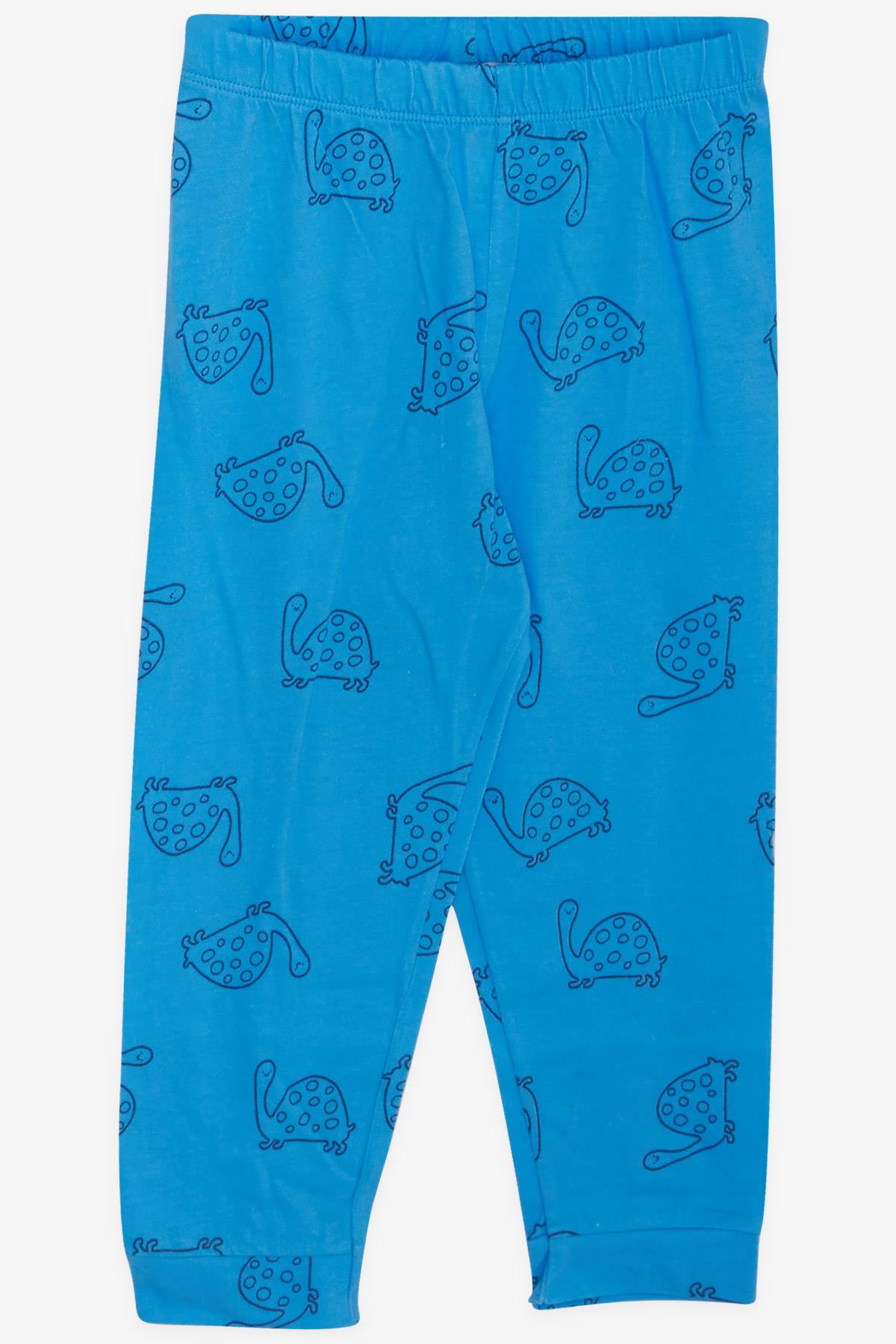 MACAWI Erkek Çocuk Pijama Takımı Kaplumbağa Desenli Mavi (1.5-5 Yaş)