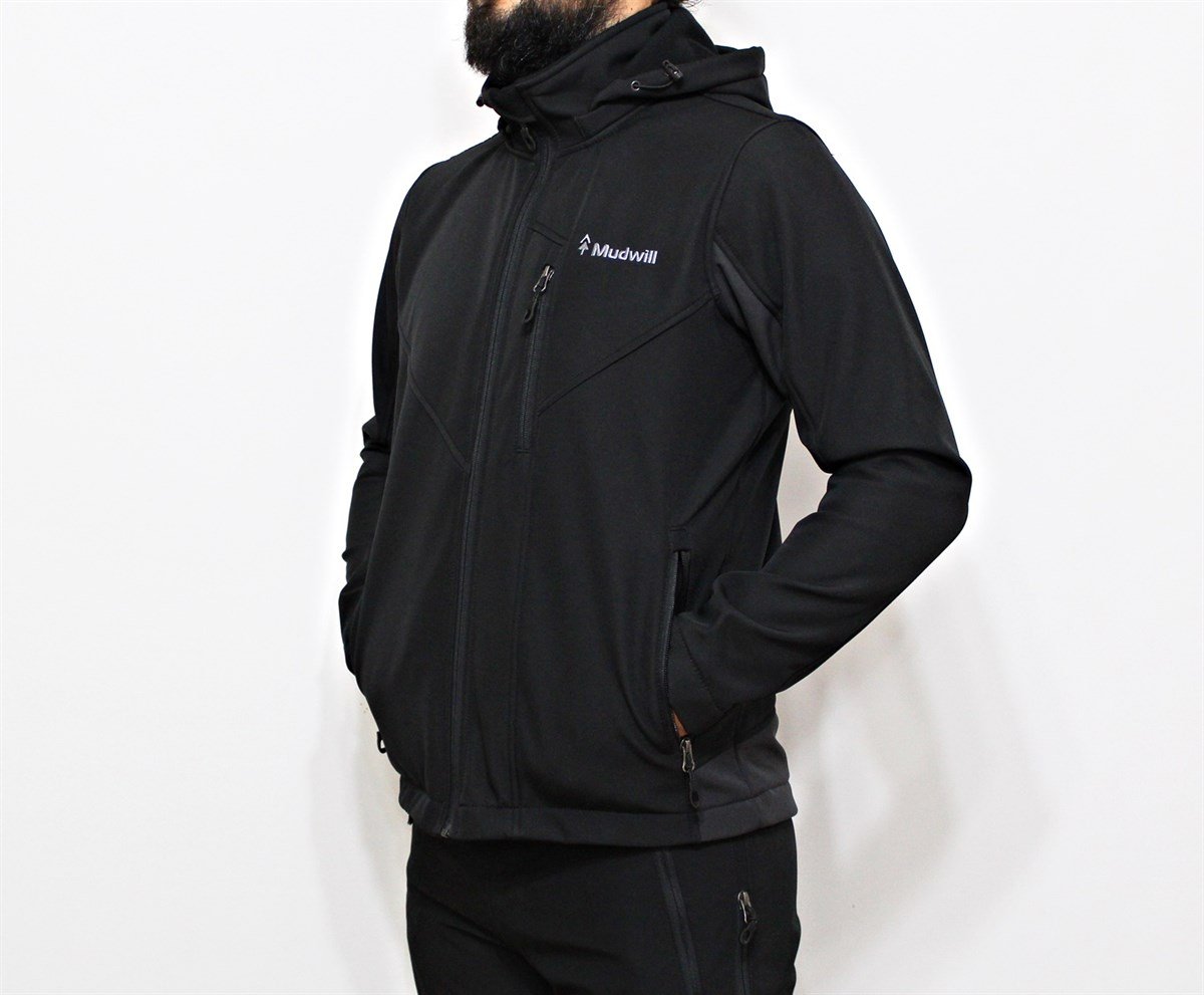 Mudwill Outdoor Softshell Erkek Mont Ceket-Gri Siyah