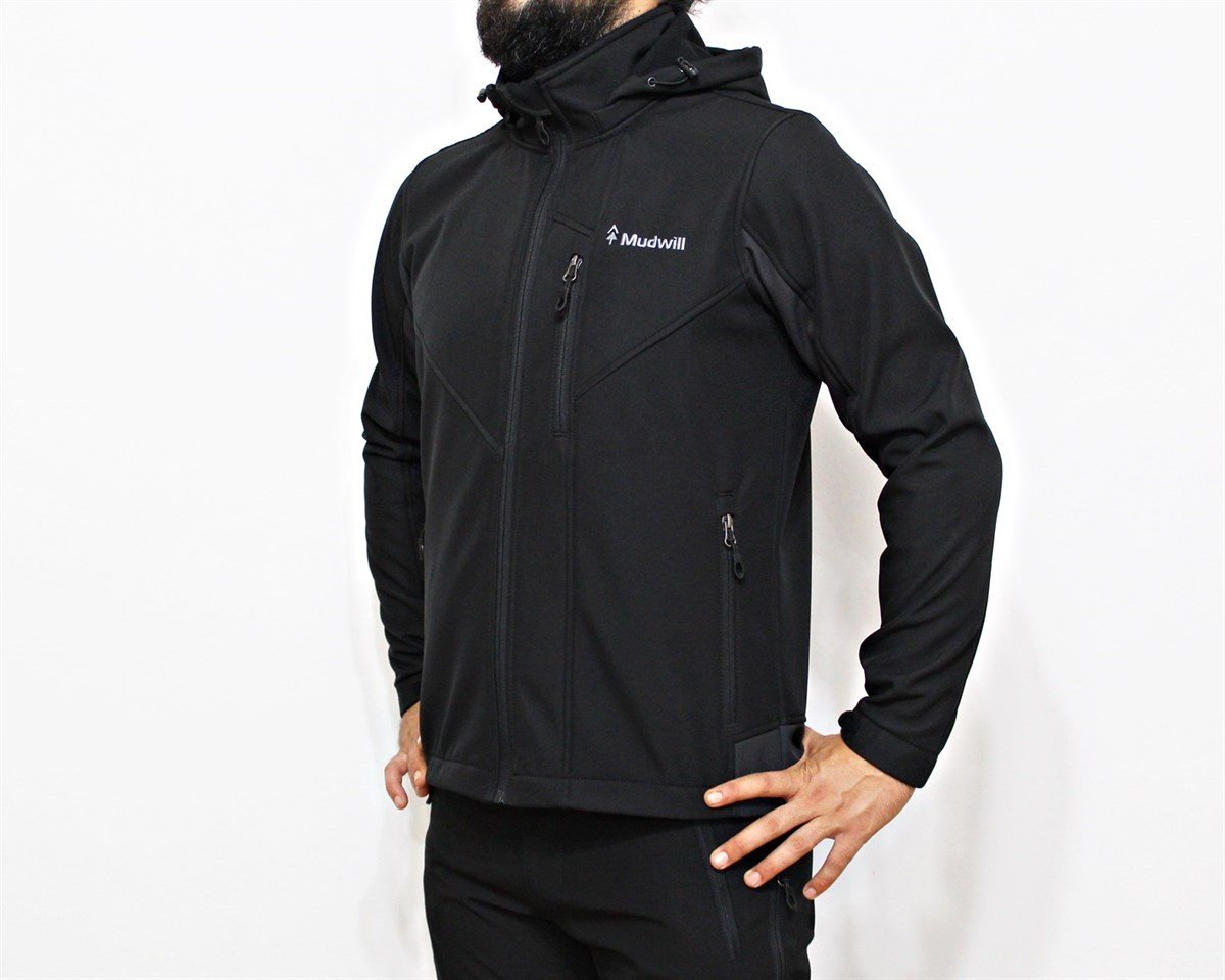 Mudwill Outdoor Softshell Erkek Mont Ceket-Gri Siyah