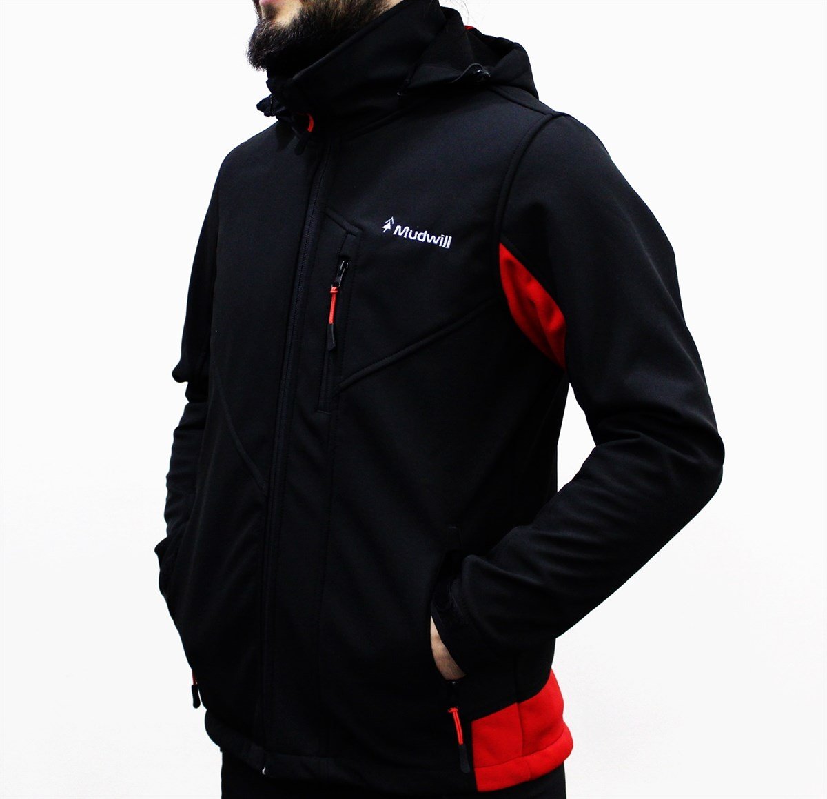 Mudwill Outdoor Softshell Erkek Mont Ceket - Kırmızı-Siyah