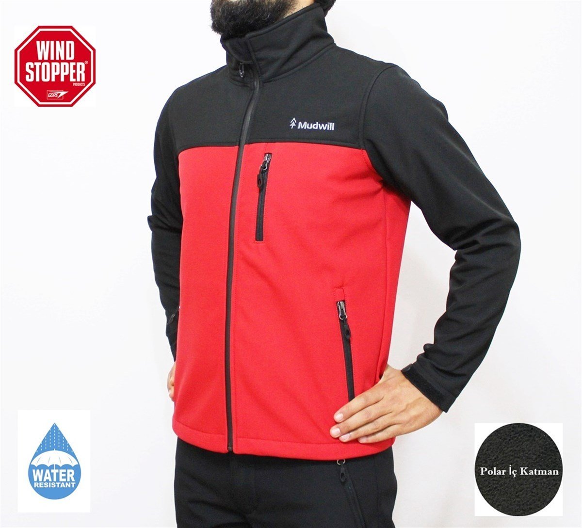 Mudwill Softshell Erkek Mont Ceket - Kırmızı