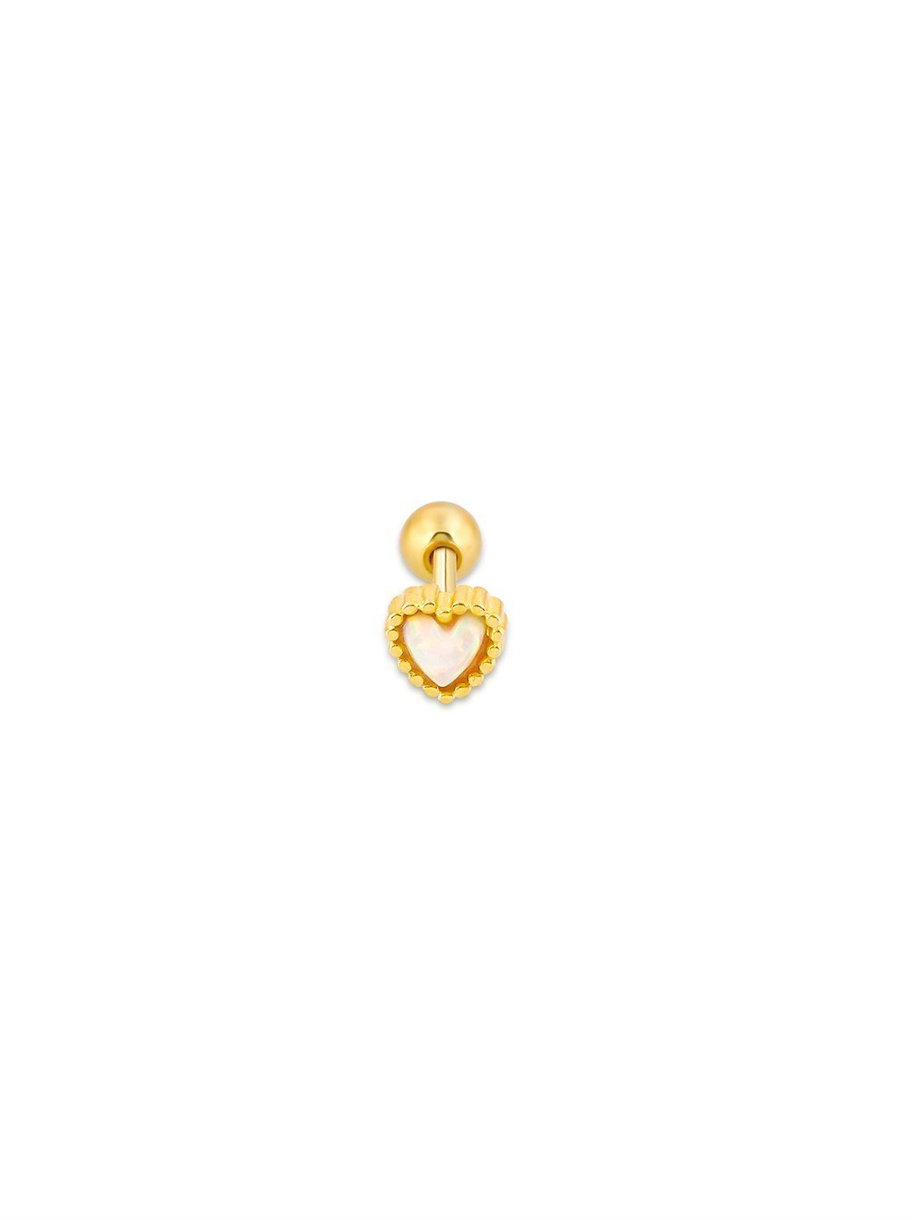Sedefli Kalp Piercing 925 Ayar Gümüş